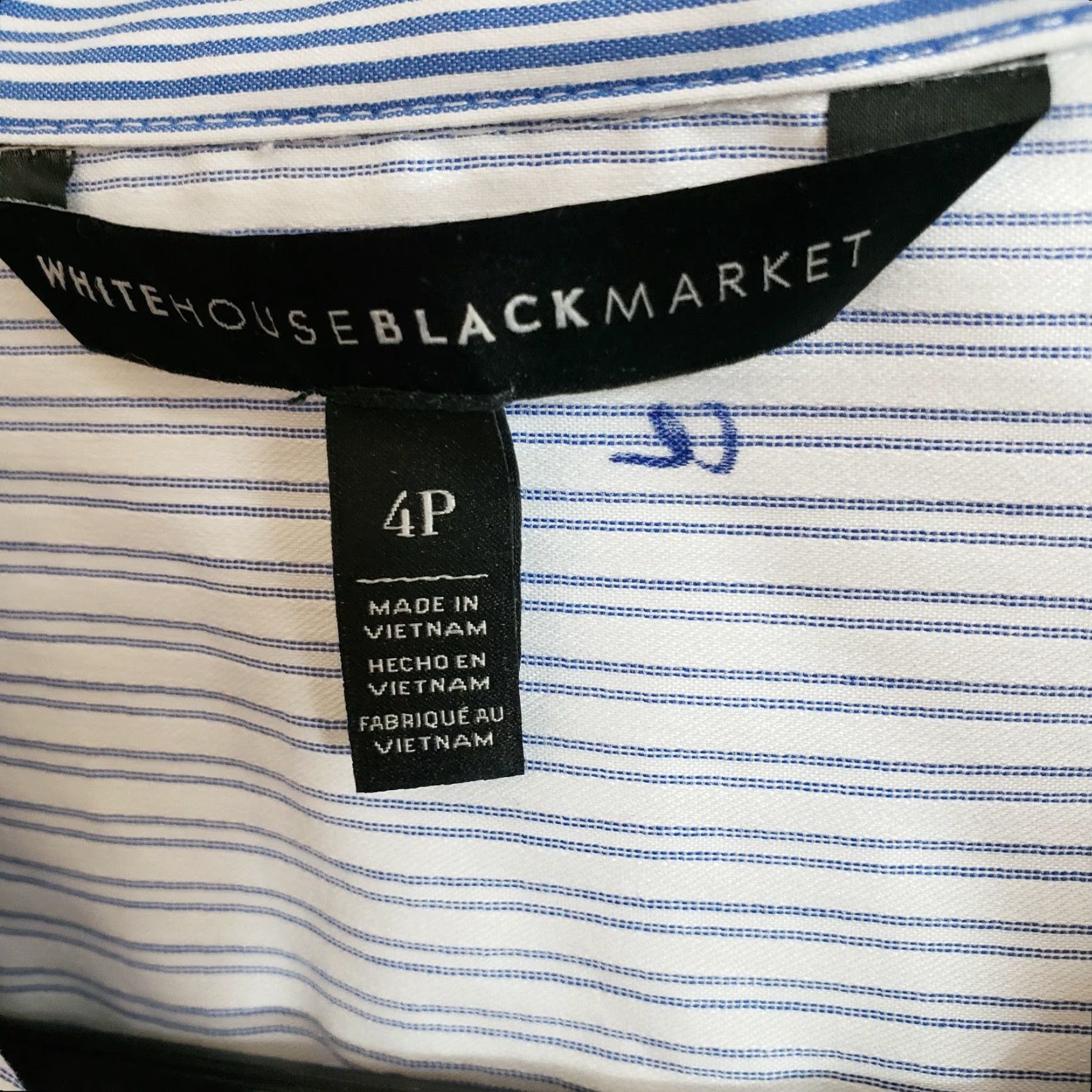 White House Black Market White House Black Market Womens Button Front Shirt Sz 4P Blue Stripe Bell Sleeve Shirt Womens 4P XS? Size S / US 4 / IT 40 - 6 Thumbnail