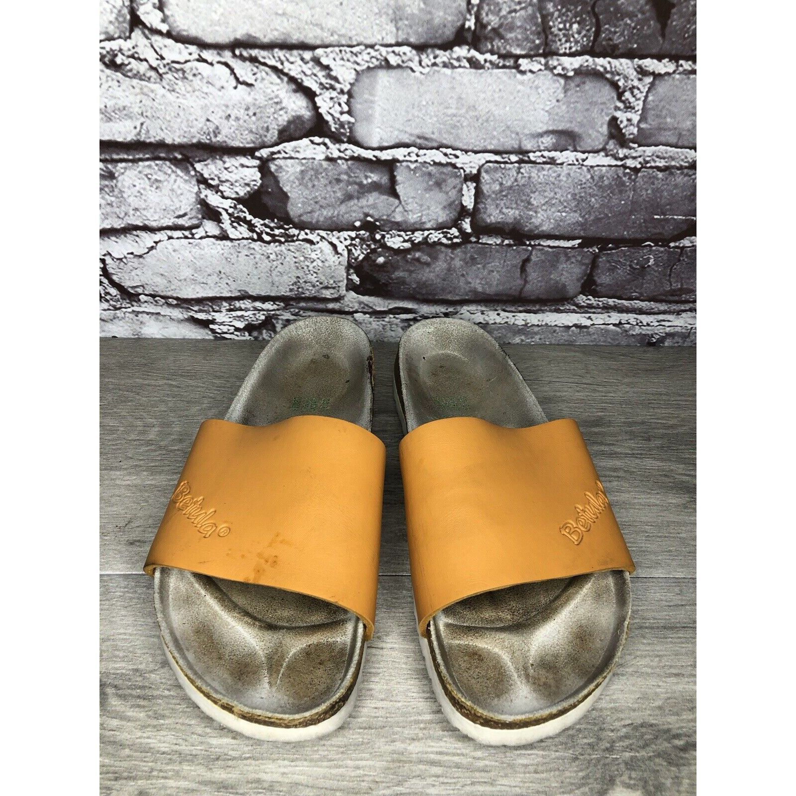 Birkenstock Betula Birkenstock Orange Leather Cork Strap Slide Sandals W Size US 8.5 / IT 38.5 - 18 Thumbnail