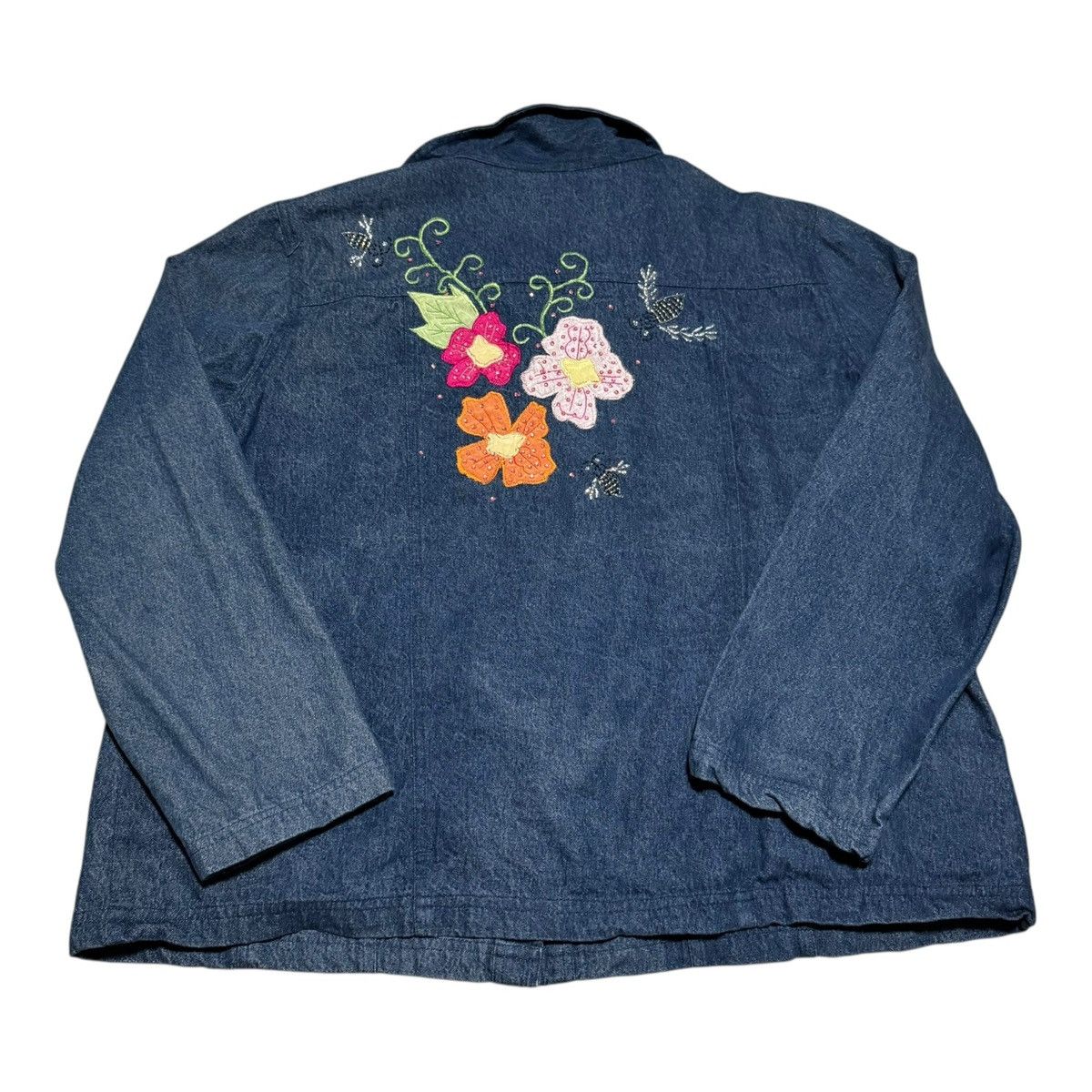 Vintage Tapestry Patch Cotton Flower Floral Denim Jacket Women's XL Size XL / US 12-14 / IT 48-50 - 3 Thumbnail