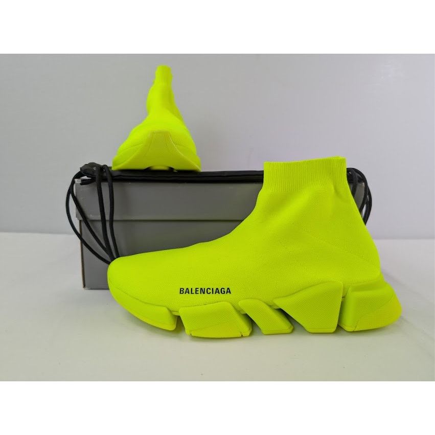 Balenciaga o1rshd1 Speed 2.0 Recycled Knit Sneakers in Fluo Yellow Size US 11 / EU 44 - 19 Thumbnail