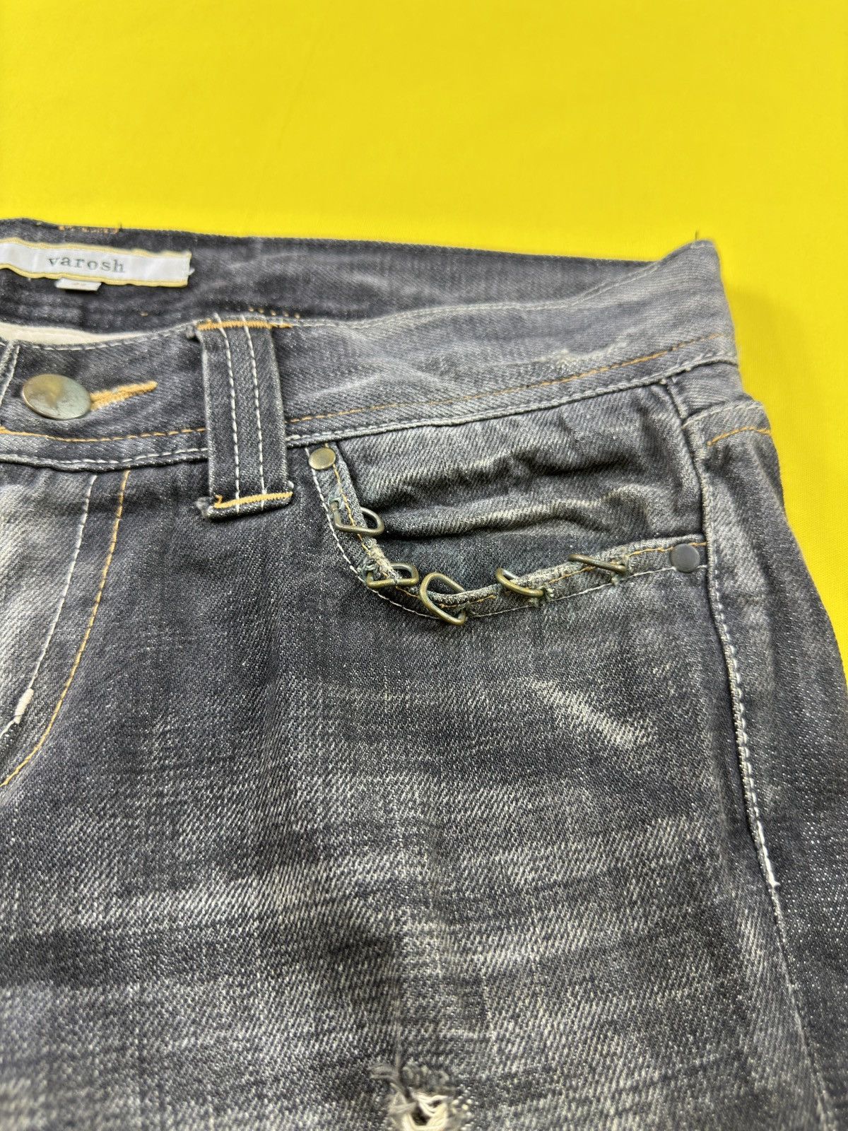 Japanese Brand Tornado mart style VAROSH distressed flare jeans Size US 33 - 19 Thumbnail