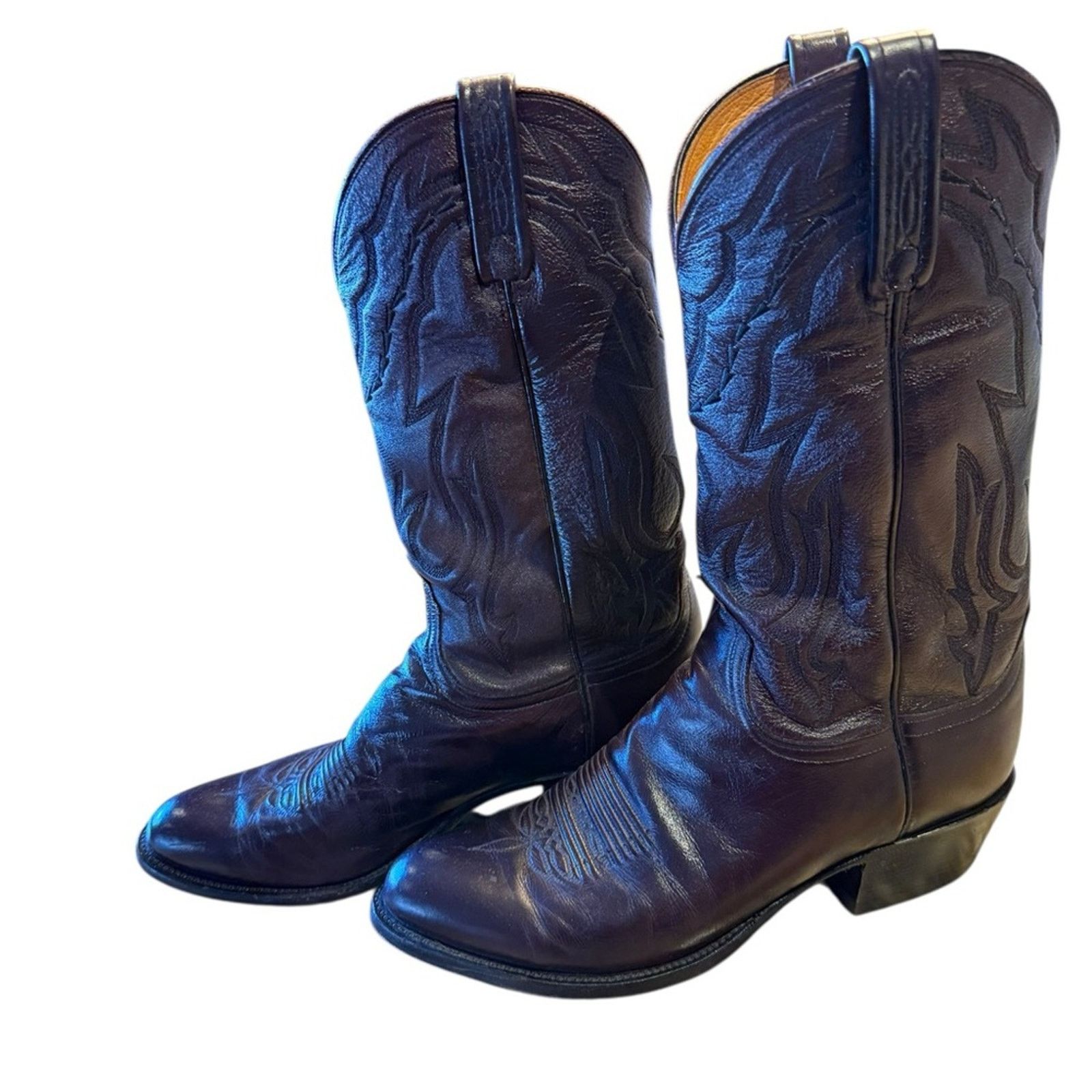 Lucchese 2000 Men's 9.5D Black Cherry Leather Cowboy Boots