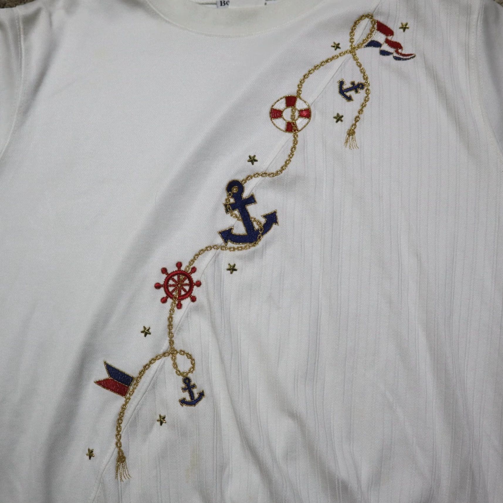 Vintage VINTAGE BonWorth Sweater Shirt White Floral Embroidered Mock Neck Long Sleeve PL Womens Size L / US 10 / IT 46 - 2 Thumbnail