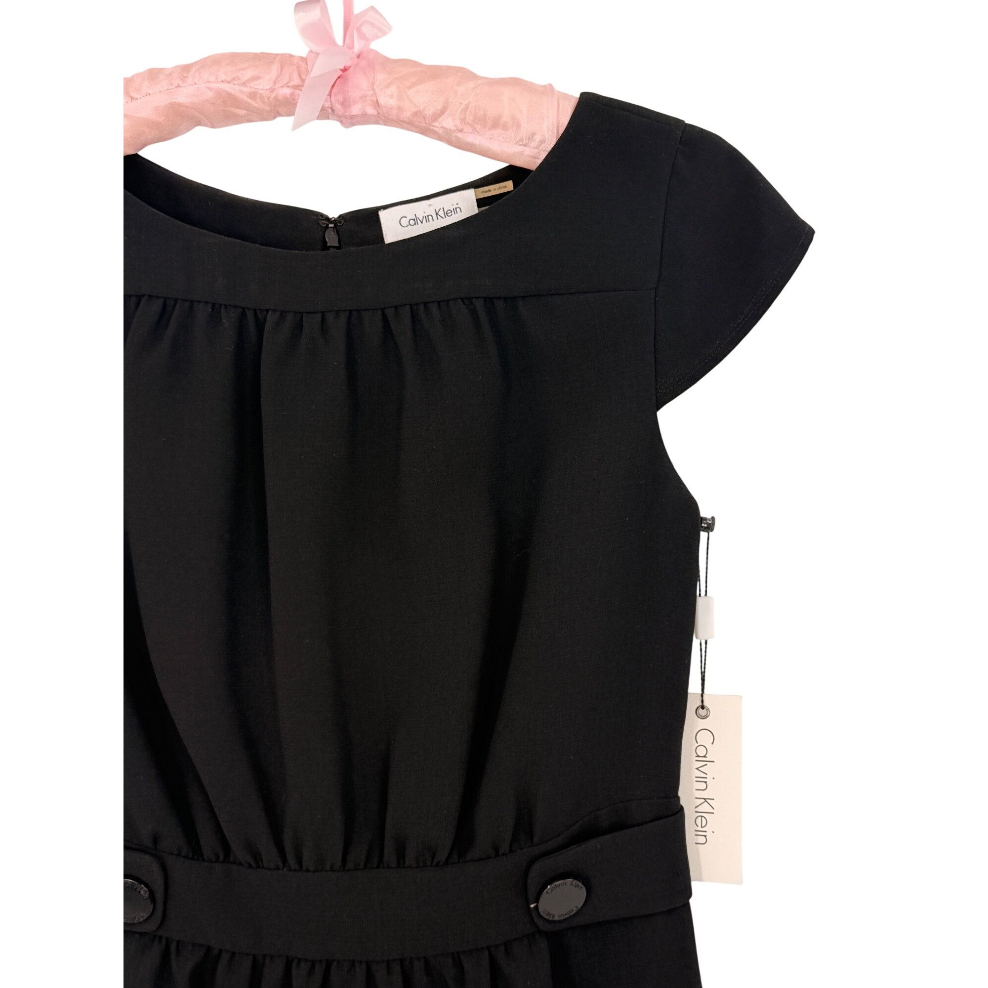 Calvin Klein NWT Calvin Klein Black Cap Sleeve Sheath Dress | Quiet Luxur Size S / US 4 / IT 40 - 4 Thumbnail
