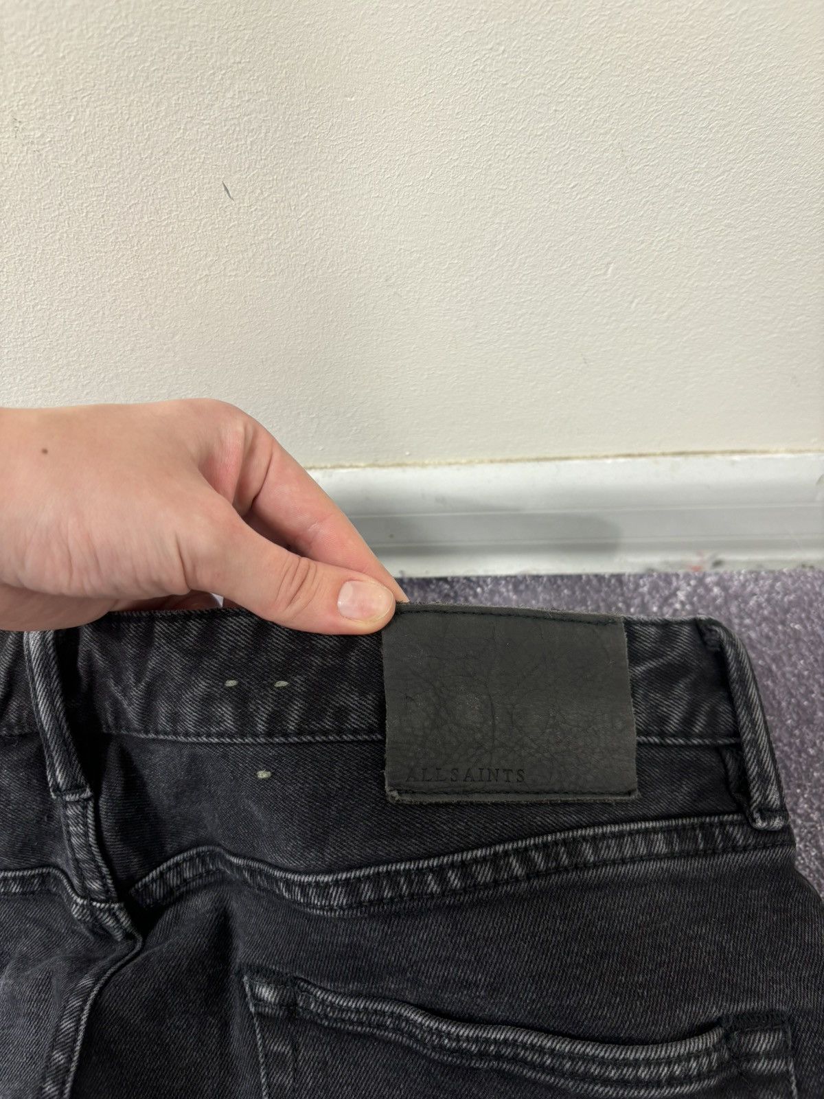 Allsaints AllSaints Cigarette Damaged Men’s Slim Tapered Denim Jeans Size US 33 - 18 Thumbnail