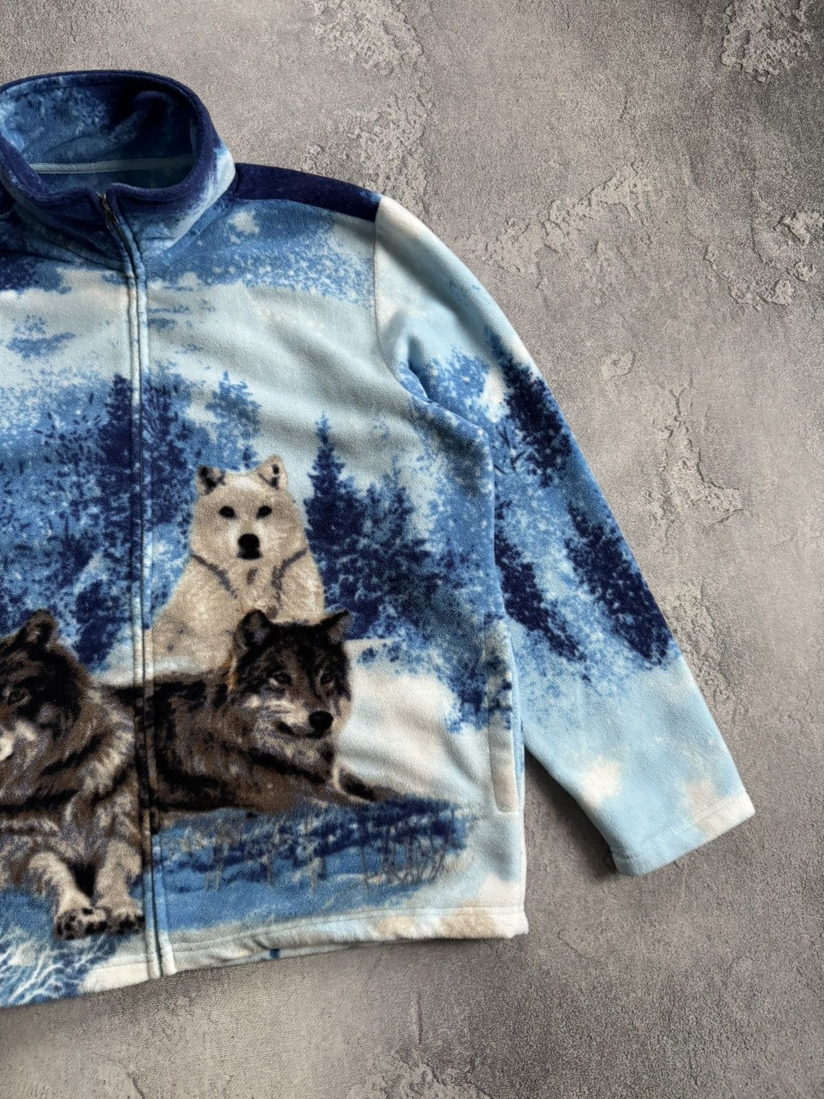 Vintage 90s Retro Animal print wolf atlas all printed fleece jacket Size US L / EU 52-54 / 3 - 10 Thumbnail