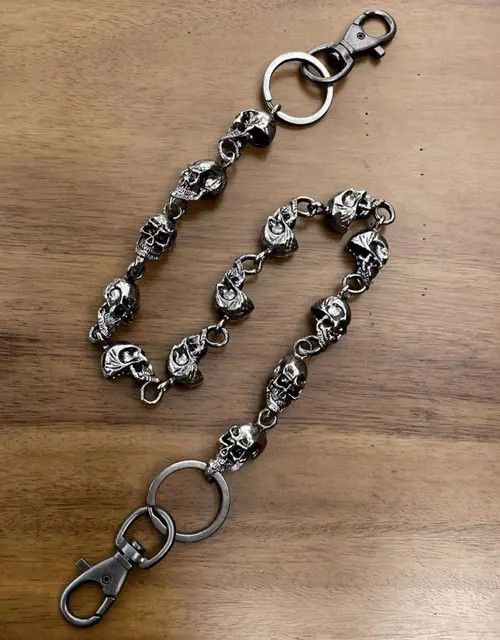 Bc Ethic Retro Goth Skull Wallet Jeans Chain Size ONE SIZE - 7 Thumbnail