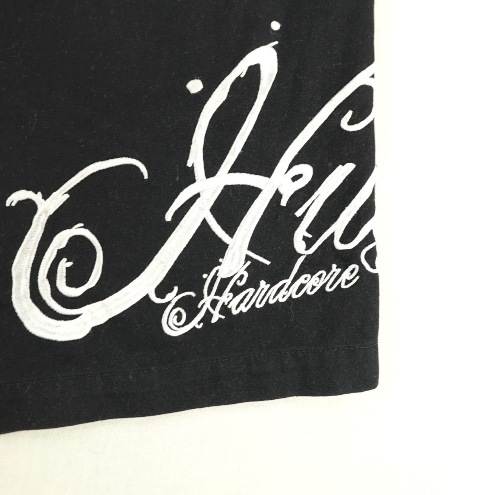Vintage Vintage Hustler Shorts Mens 36 Chino Casual Relaxed Cotton Black Embroidered Skater Y2K Size US 35 - 2 Thumbnail