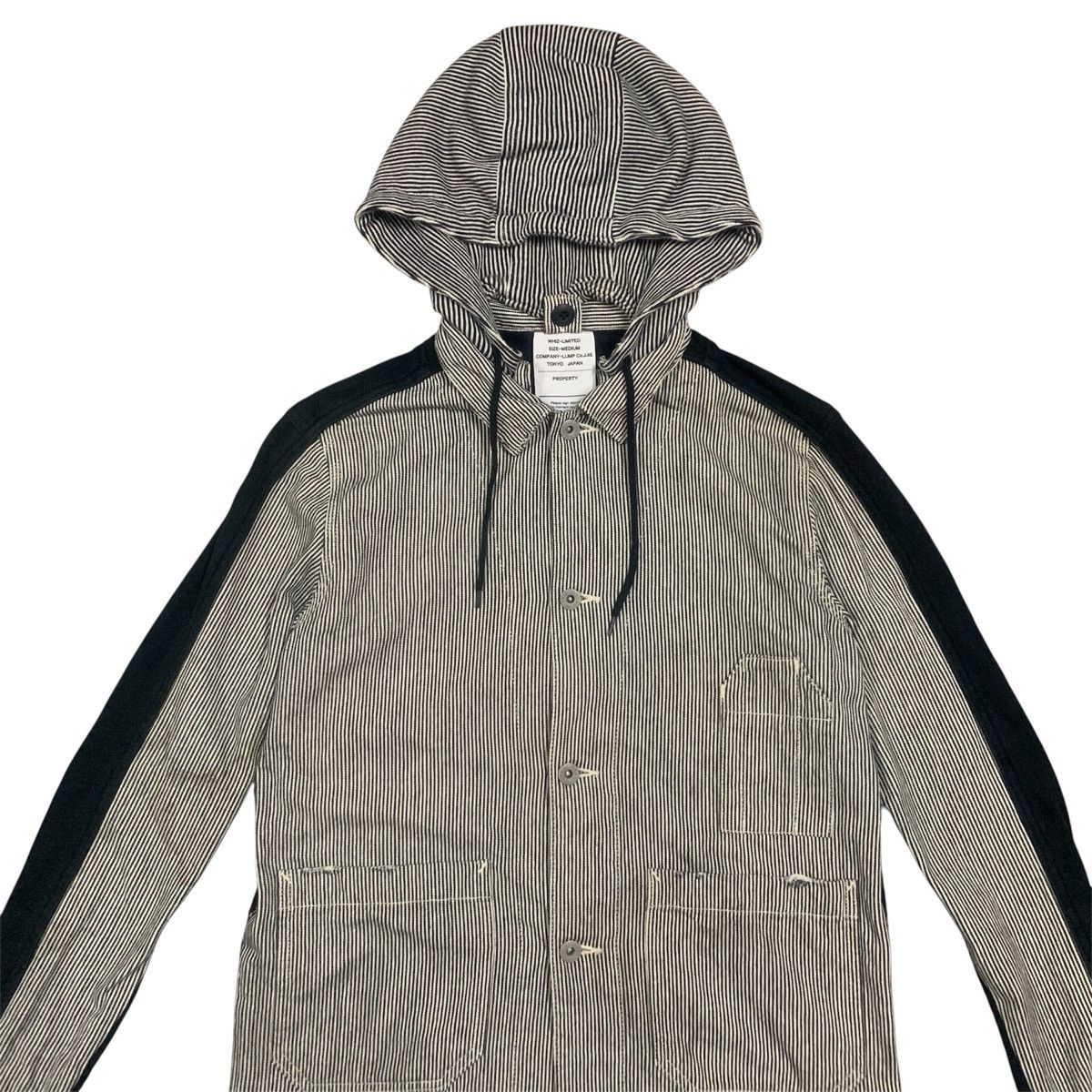WHIZ LIMITED SS07 Distressed Paint Splatter Hickory Striped Chore Jacket Size US M / EU 48-50 / 2 - 2 Thumbnail
