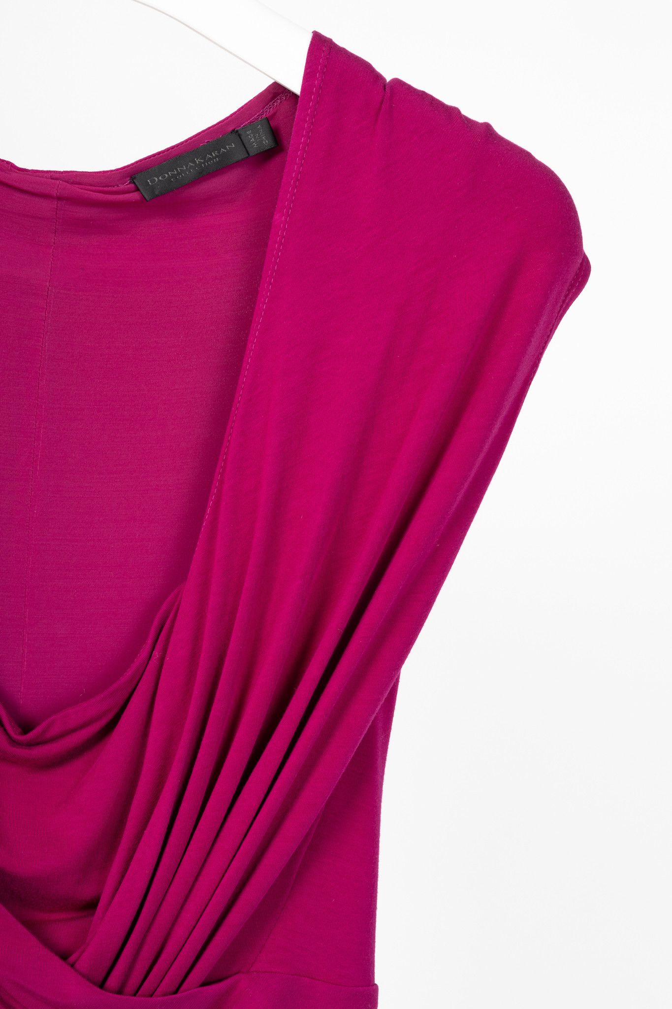 Donna Karan Donna Karan Collection SS15 Fuchsia Jersey Twist-Front Dress Size M / US 6-8 / IT 42-44 - 5 Thumbnail