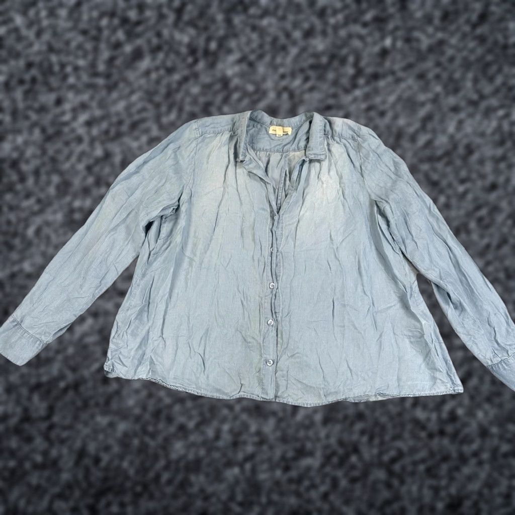 CLOT Cloth & Stone Shirt Womens XL Blue Tencel Chambray Button Front Split Back USA Size XL / US 12-14 / IT 48-50 - 1 Thumbnail
