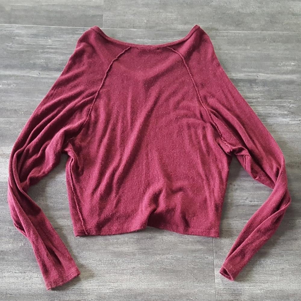 Designer Burgundy Reversed Melville Sweater Long Sleeve Size ONE SIZE - 2 Thumbnail