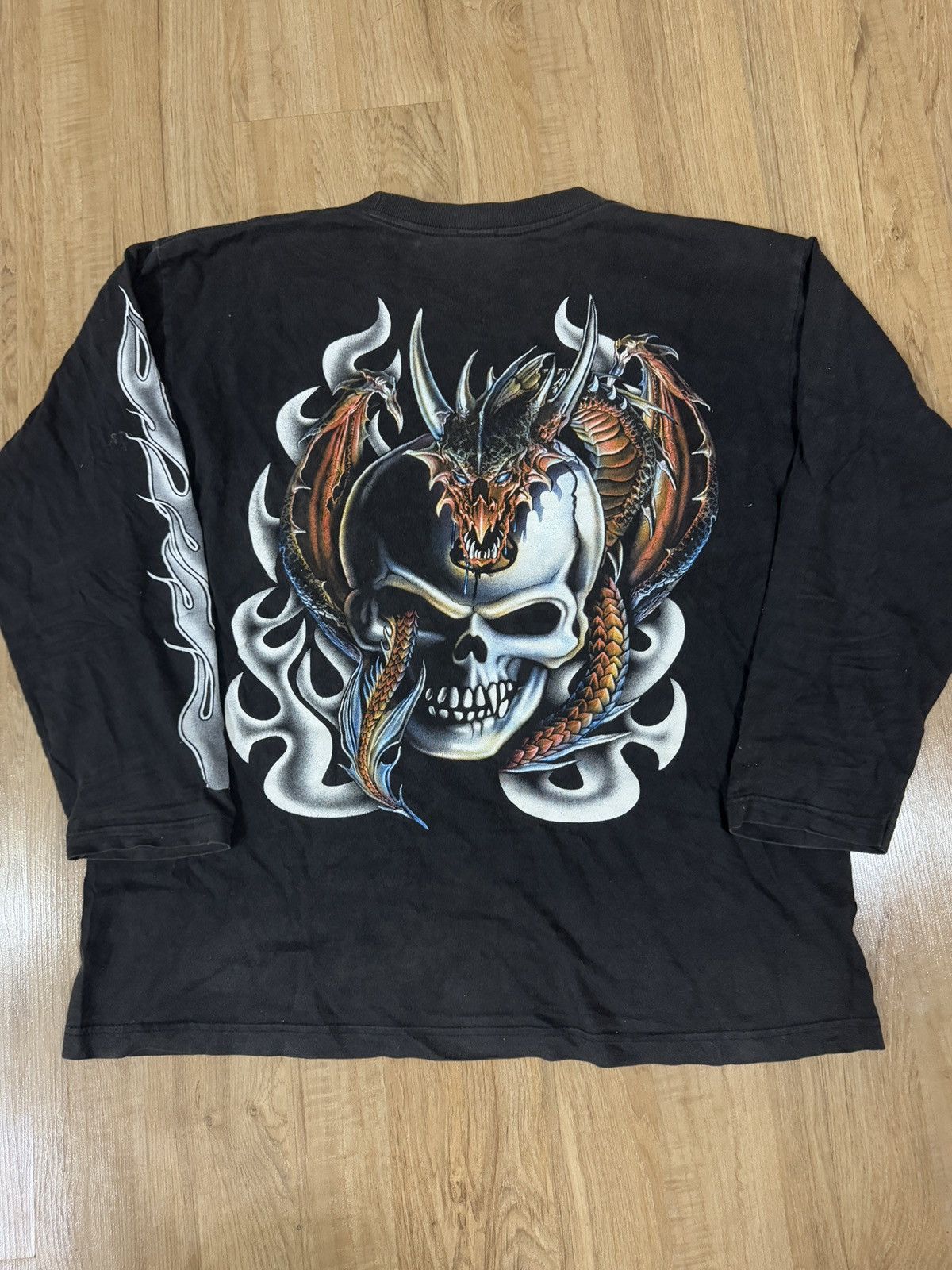 Vintage SKULLS DRAGON FLAME T Shirt Size US L / EU 52-54 / 3 - 5 Thumbnail