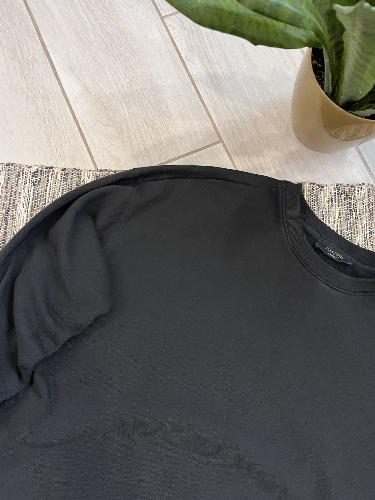 Allsaints × Designer Allsaints Sweatshirt Blank Black Crew neck Zipper Sleeve Size US M / EU 48-50 / 2 - 7 Thumbnail
