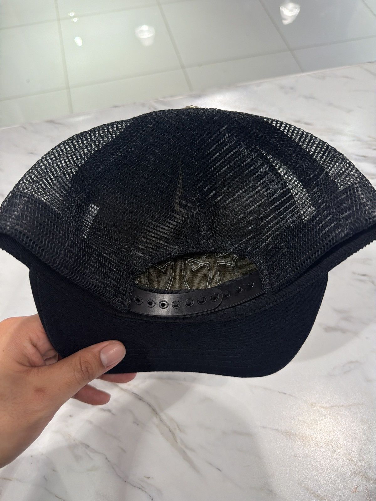 Chrome Hearts Chrome Hearts Cemetery White Leather Black Trucker Size ONE SIZE - 3 Thumbnail