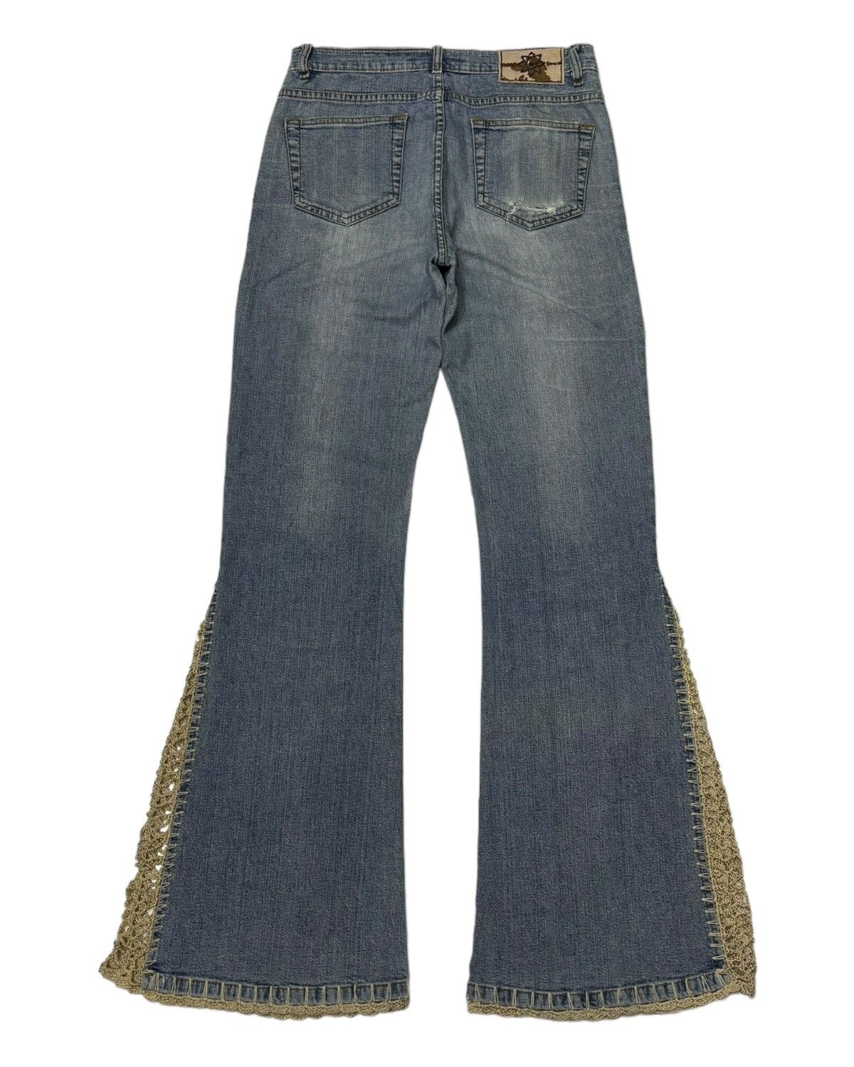 Designer Vintage Flared Jeans Toco Toco Crochet Bootcut Jeans Size US 27 - 6 Thumbnail