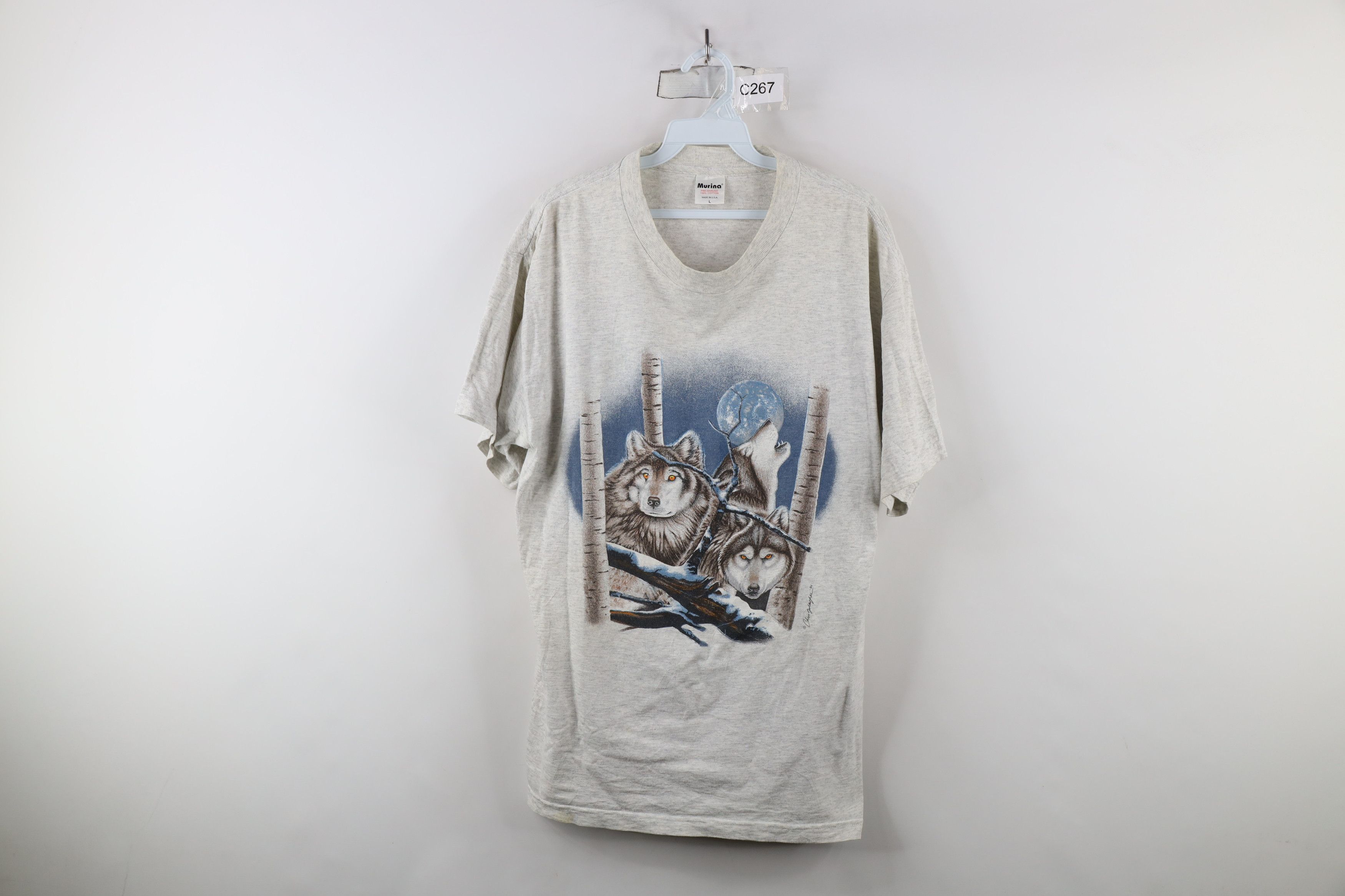 Vintage Vintage 90s Streetwear Wolf Moon Short Sleeve T-Shirt USA Size US L / EU 52-54 / 3 - 1 Thumbnail