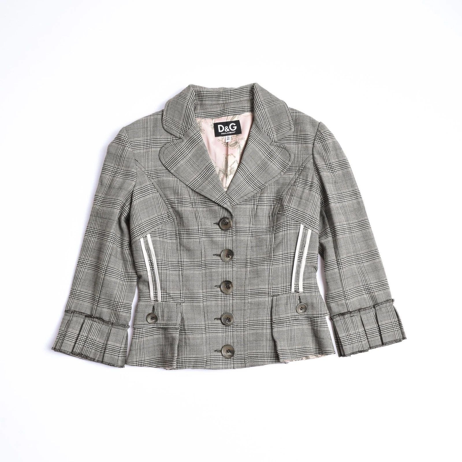 Dolce & Gabbana Women's D&G Dolce & Gabbana Plaid Wool Blazer Jacket Size XS Size XS / US 0-2 / IT 36-38 - 1 Thumbnail