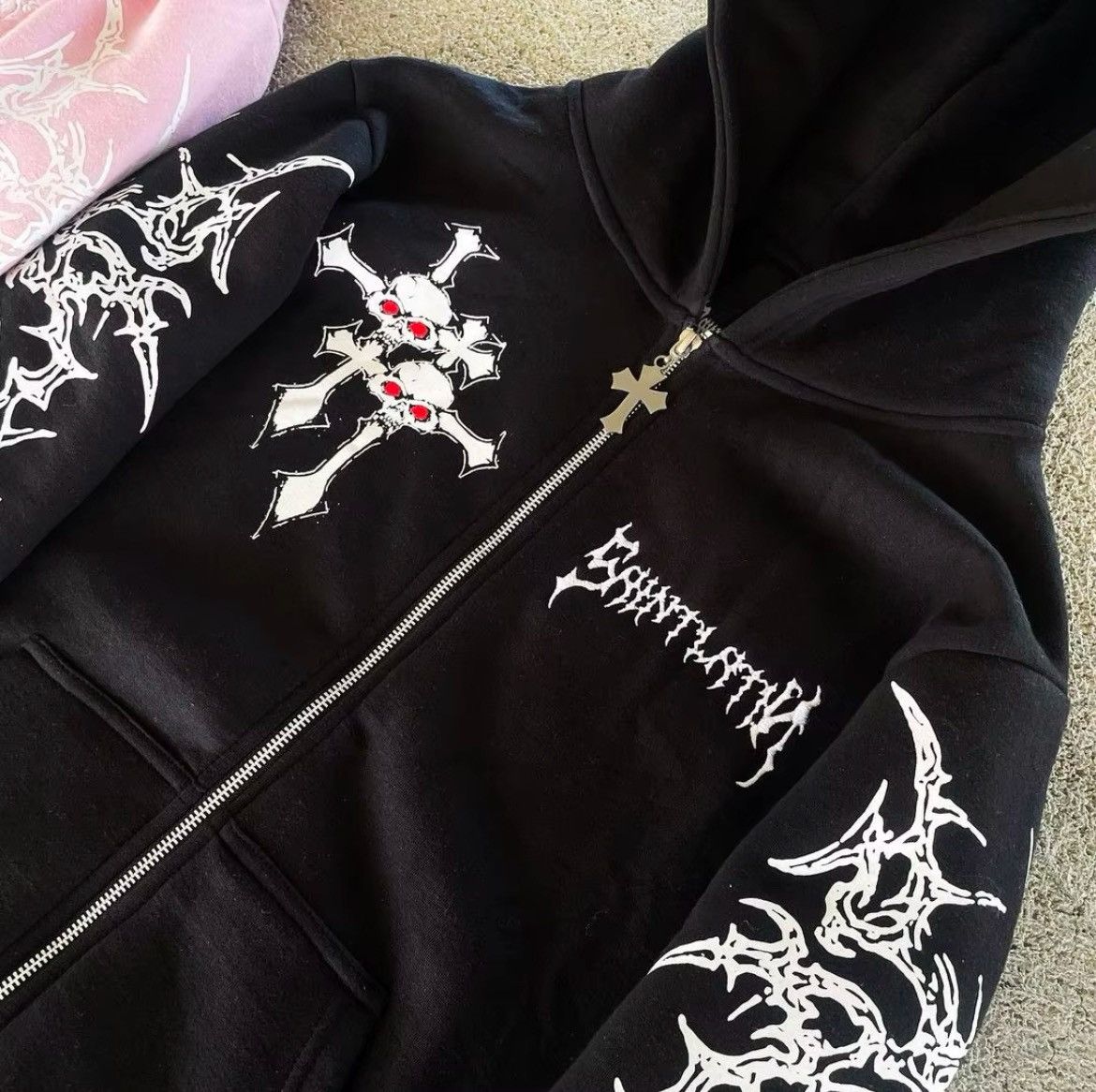 Designer × Japanese Brand Y2K Hoodie Printed Pullover Sweatshirt Size US M / EU 48-50 / 2 - 2 Thumbnail