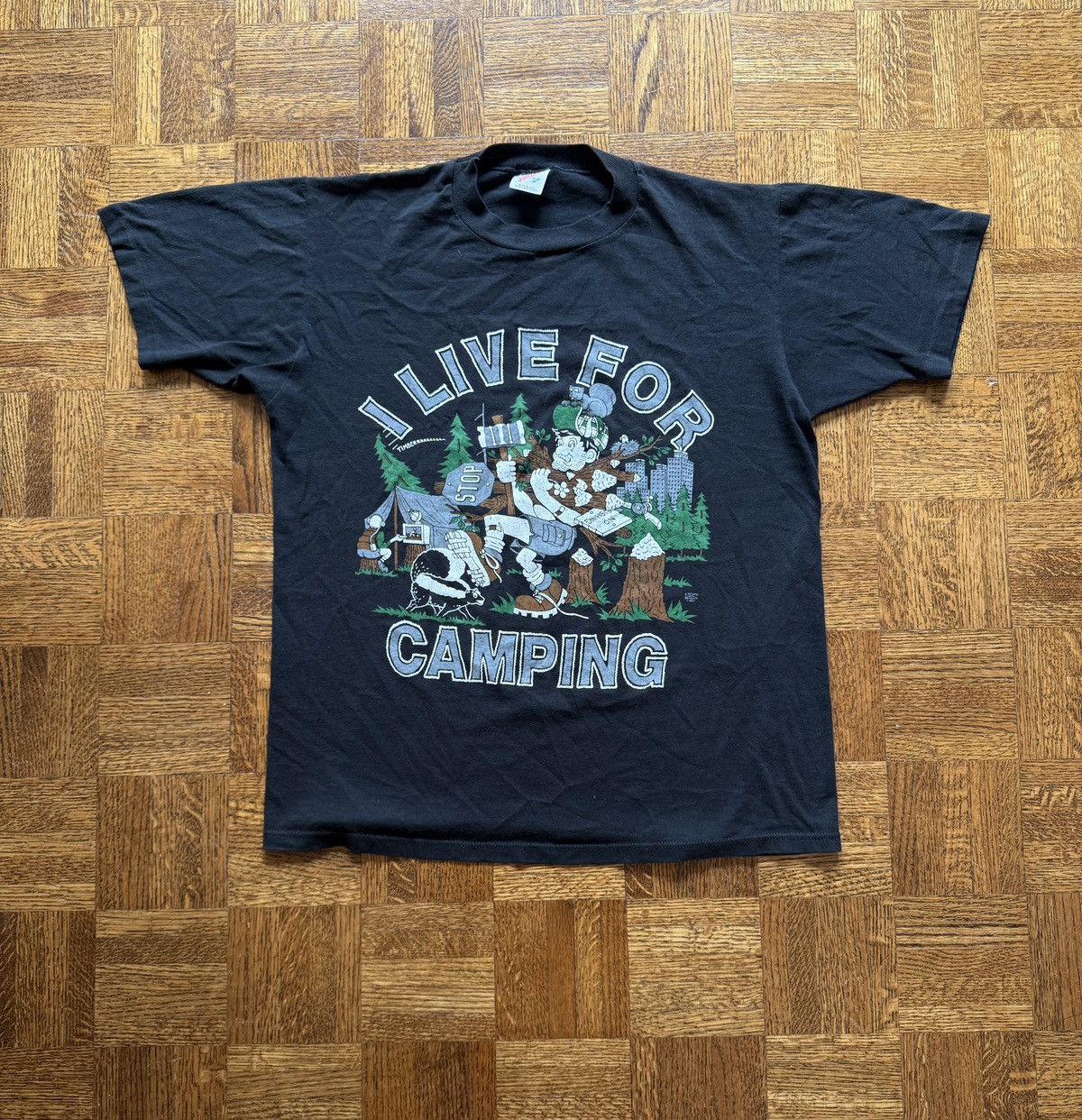 Vintage Vintage 90s I Live For Camping Graphic Tee Size US L / EU 52-54 / 3 - 1 Thumbnail
