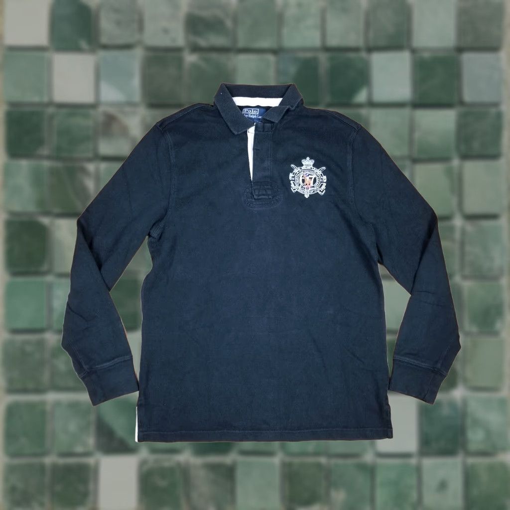Ralph Lauren VINTAGE RALPH LAUREN POLO BLACK RUGBY SHIRT SZ MEDIUM Shirt Men Long Sleeve Collared Pullover plaid 27 INCH Women? Size US L / EU 52-54 / 3 - 1 Thumbnail