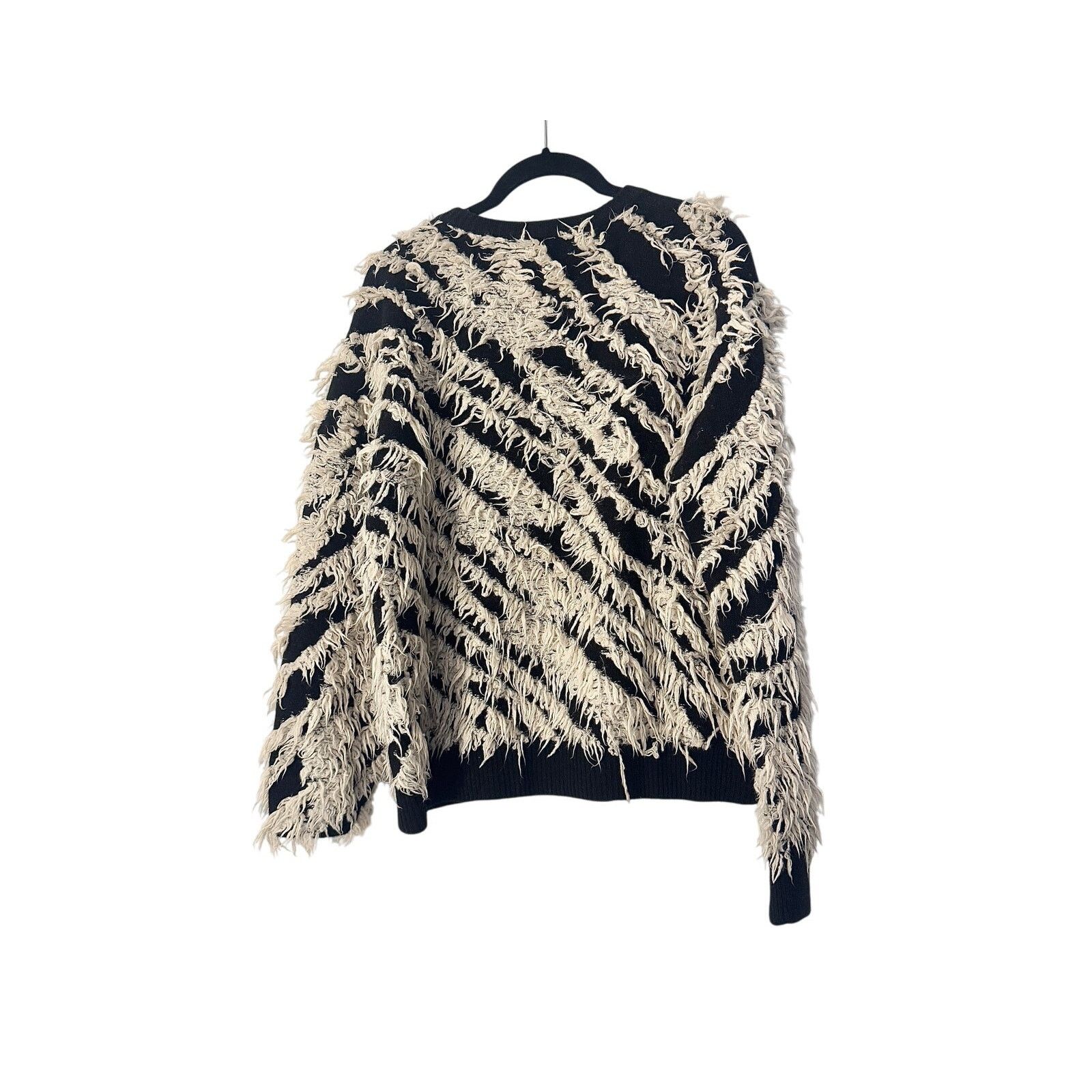 Moschino Moschino Couture Black & White Long Woll Texture Sweater Size S / US 4 / IT 40 - 2 Thumbnail
