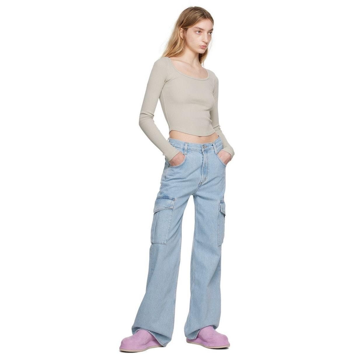 Agolde $118 New Agolde Ridley Rib Top - Rice Paper - Small Size S / US 4 / IT 40 - 3 Thumbnail