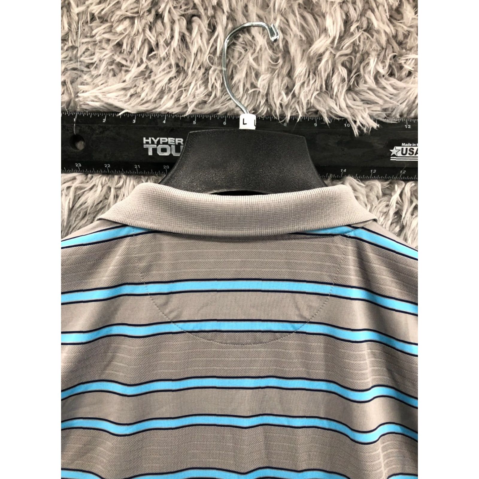 Chaps Chaps Polo Shirt Mens XL Gray Textured Striped - Polo, 2 Button, Collared, Pullover, Logo, Regular Fit Size US XL / EU 56 / 4 - 6 Thumbnail