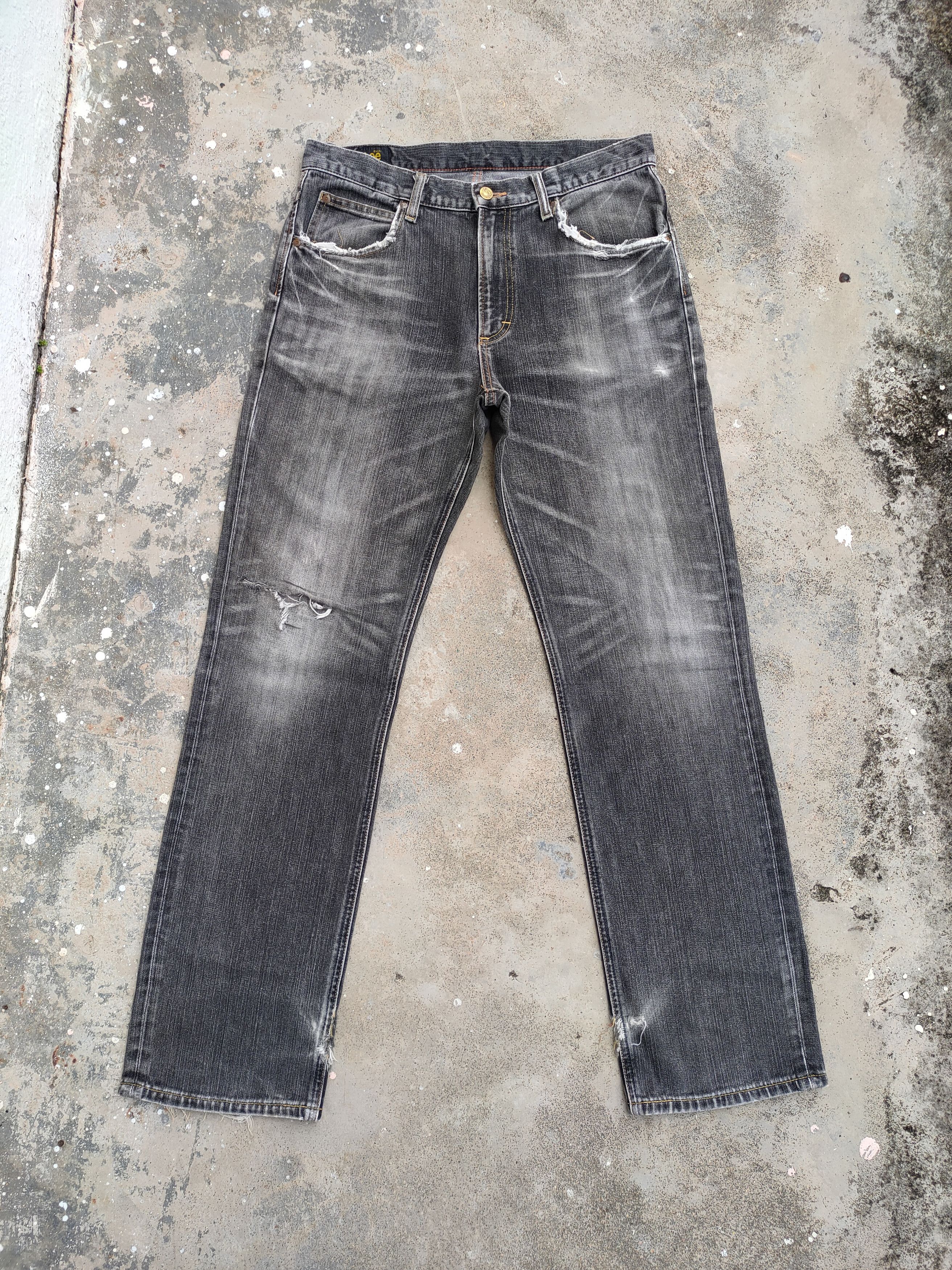 Jean × Lee × Vintage W34 VINTAGE LEE BLACK RIPPED JEANS DENIM PANTS Size US 34 / EU 50 - 1 Thumbnail