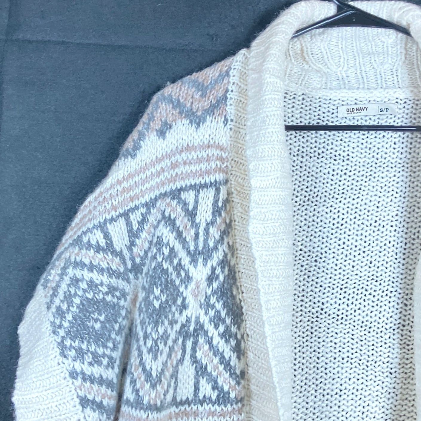 Old Navy Old Navy Sweater Women Cream Aztec Open Front Knit Short Sleeve Wool Blend S Cardigan Size S / US 4 / IT 40 - 4 Thumbnail
