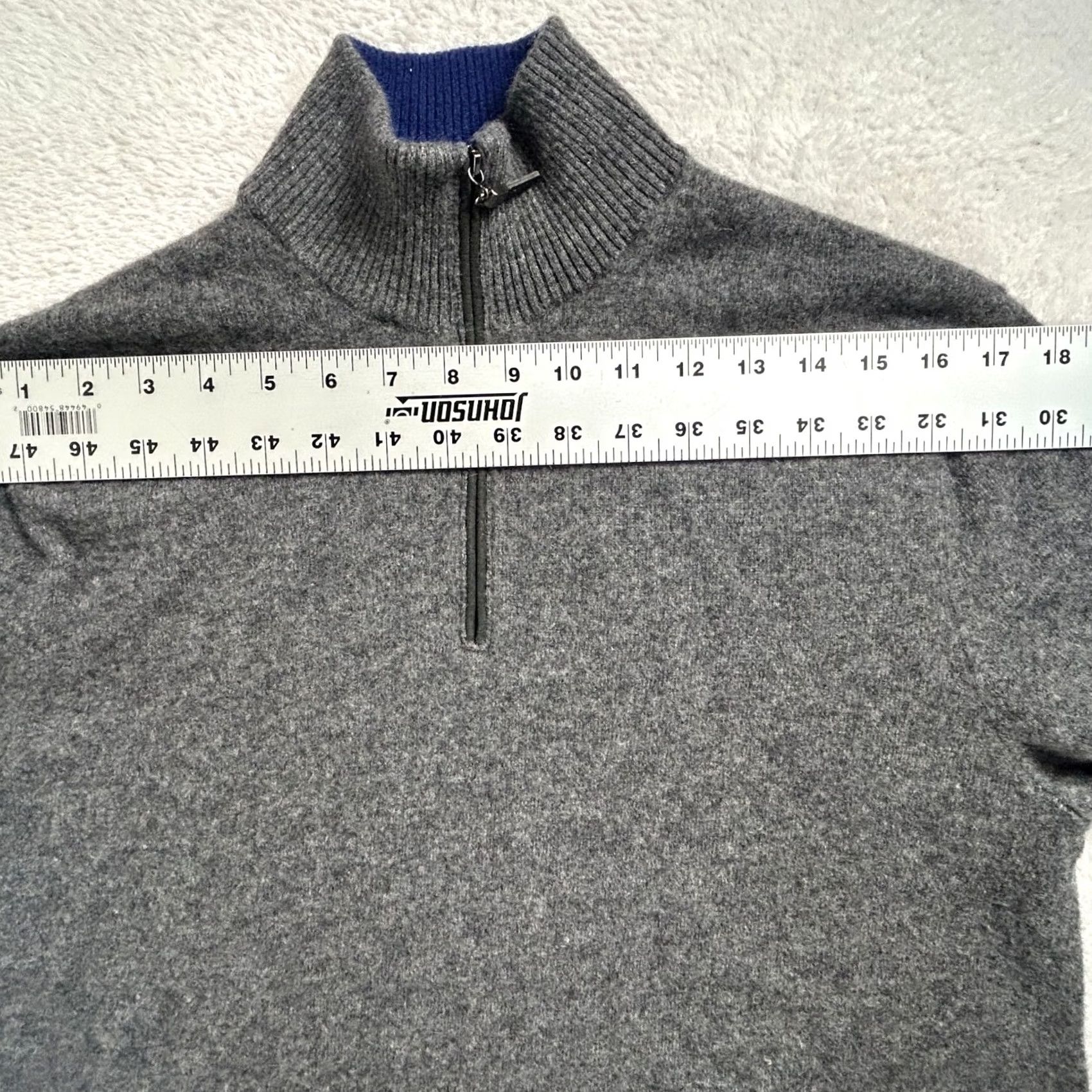 Vintage Cheviot Womens Cashmere Quarter-Zip Mock Neck Pullover Sweater 2XL Gray Cozy Size XXL / US 16-18 / IT 52-54 - 6 Thumbnail