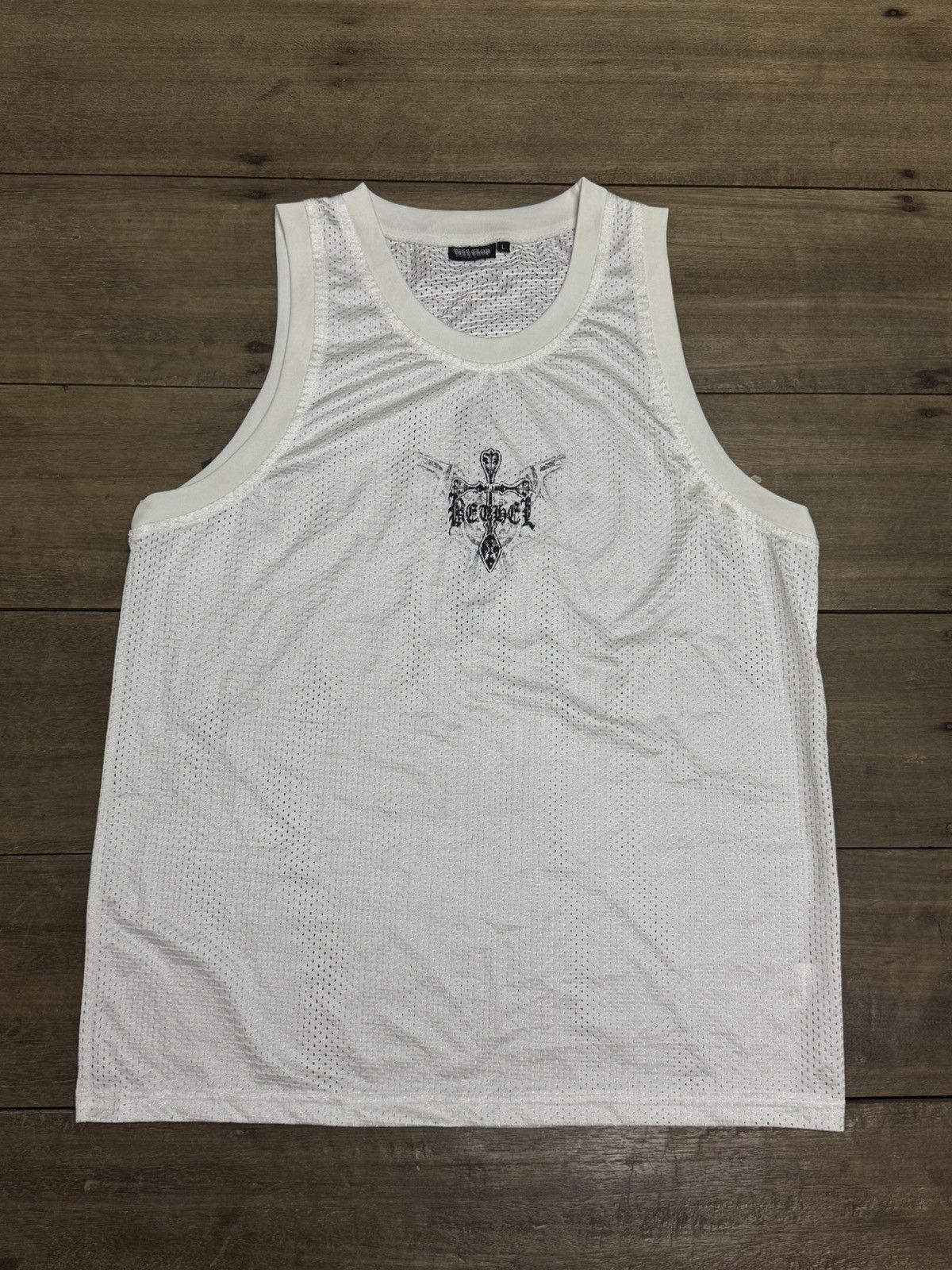 Vintage CROSS SLEEVELESS BIG PRINT Size US L / EU 52-54 / 3 - 2 Thumbnail