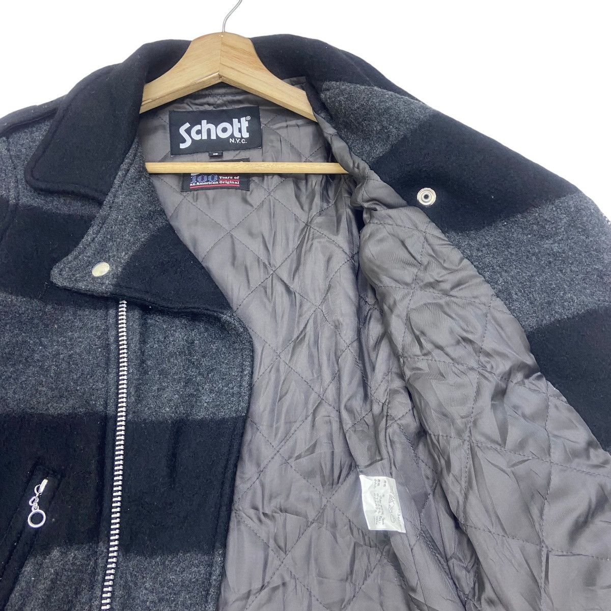 Schott Schott Double Collar Biker Wool Jacket Size US XXS / EU 40 - 10 Thumbnail