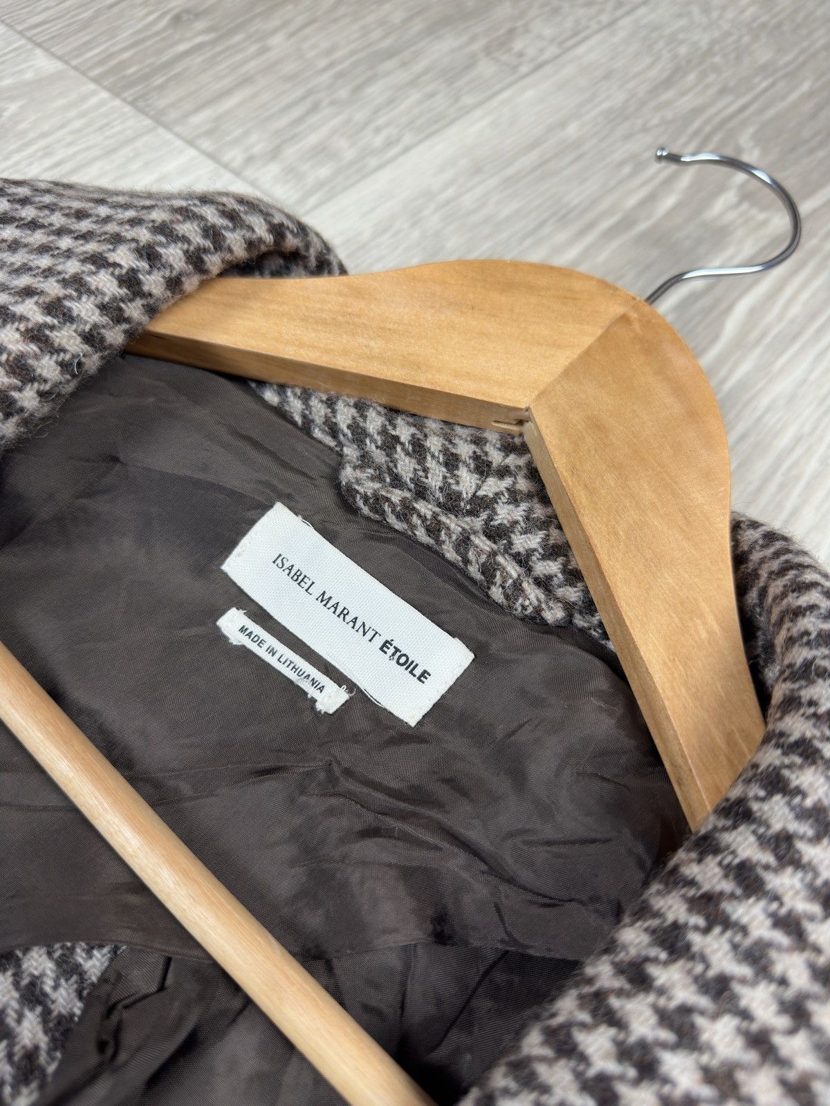 Isabel Marant Etoile Isabel Marant Etoile Beige Brown Houndstooth Wool Blazer Size XS / US 0-2 / IT 36-38 - 5 Thumbnail