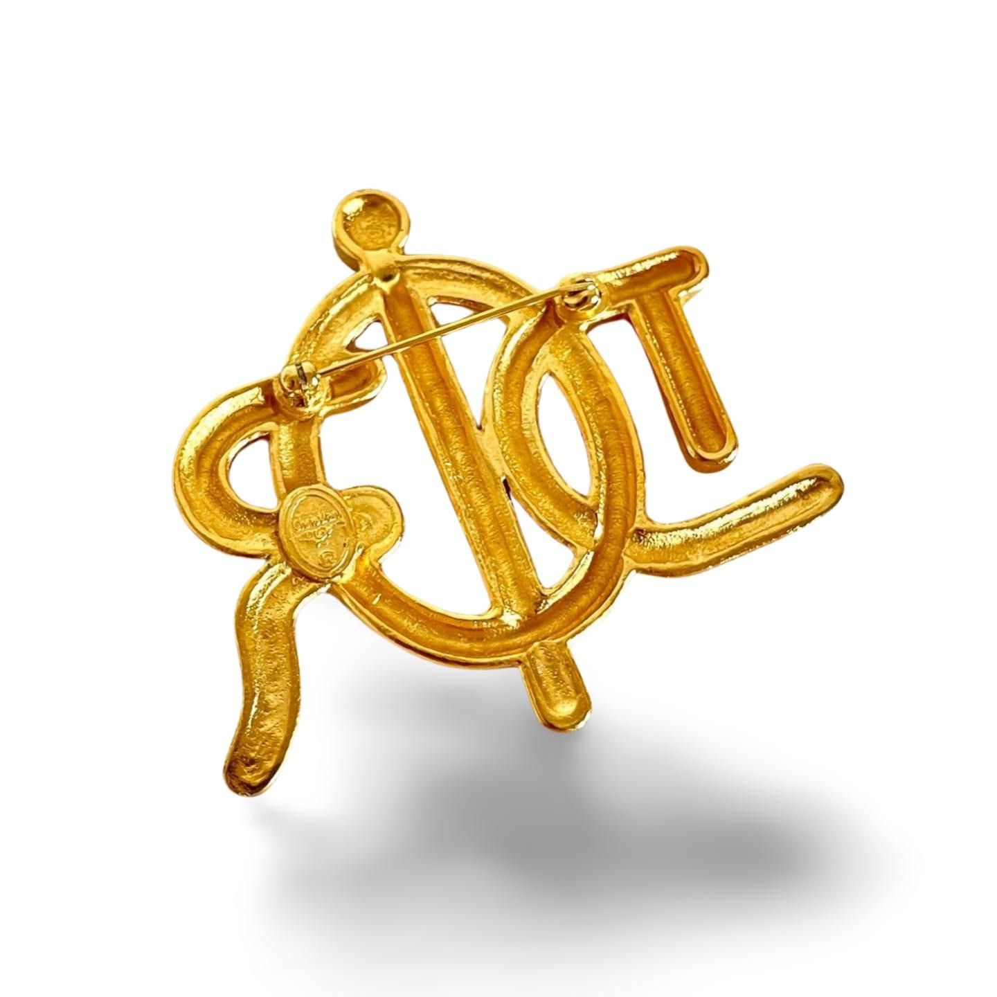 Dior Vintage Christian Dior golden twisted style logo brooch Size ONE SIZE - 5 Thumbnail