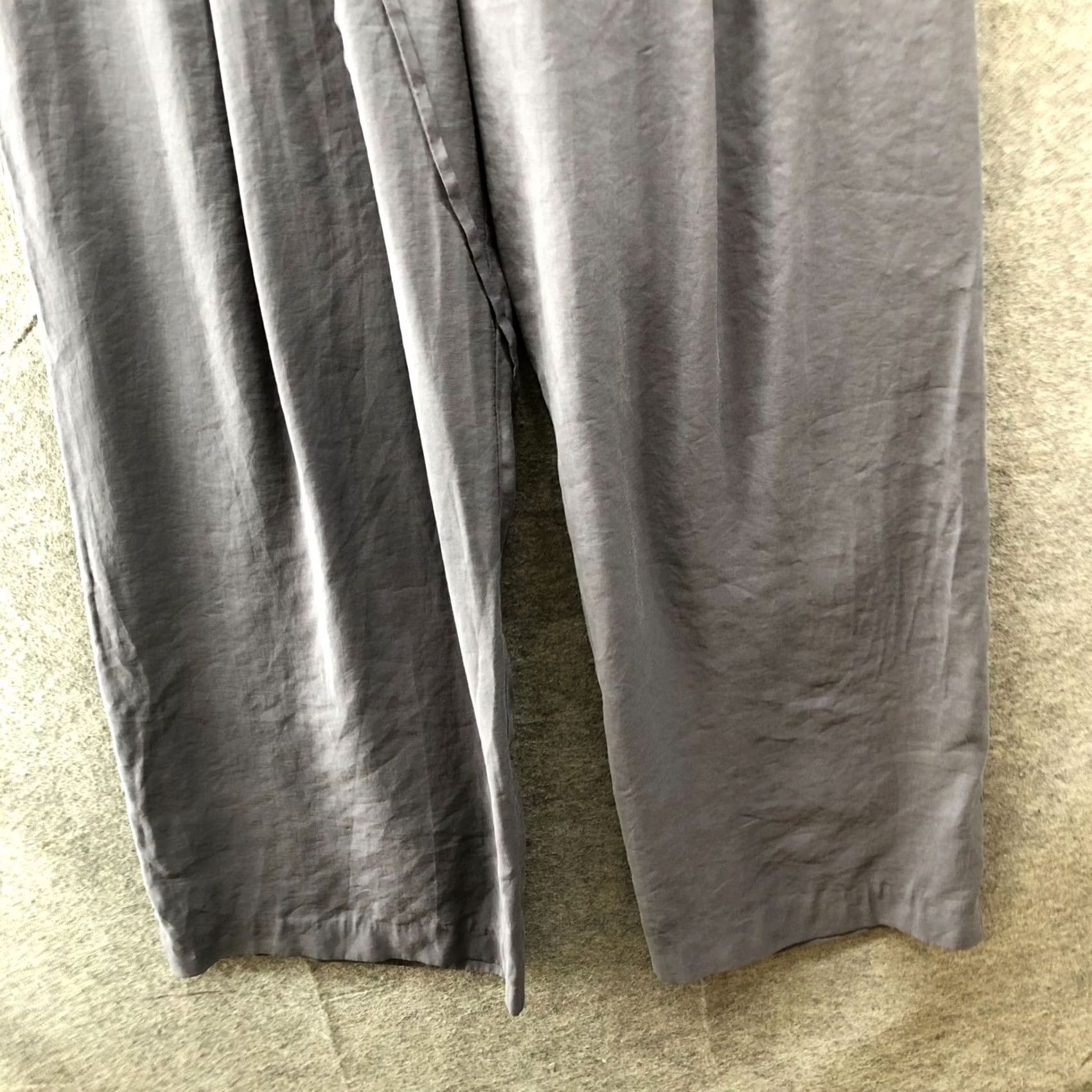 Zara Zara Paperbag Wide Leg Pants Womens L High Waisted Gray Modal Blend Pull On Size 36" / US 14 / IT 50 - 4 Thumbnail