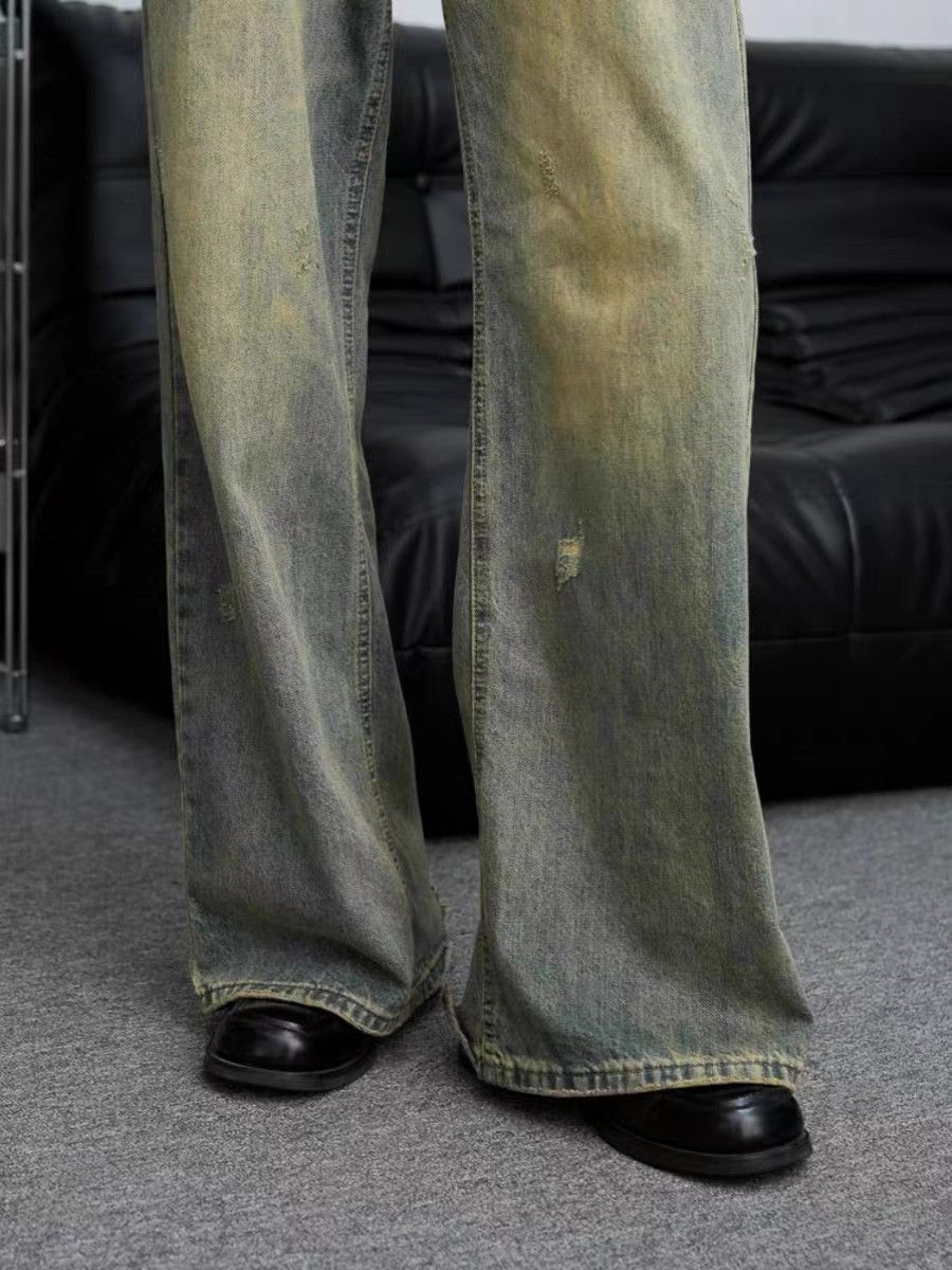 Japanese Brand × Jean Vintage distressed wide-leg draped jeans Size US 34 / EU 50 - 5 Thumbnail