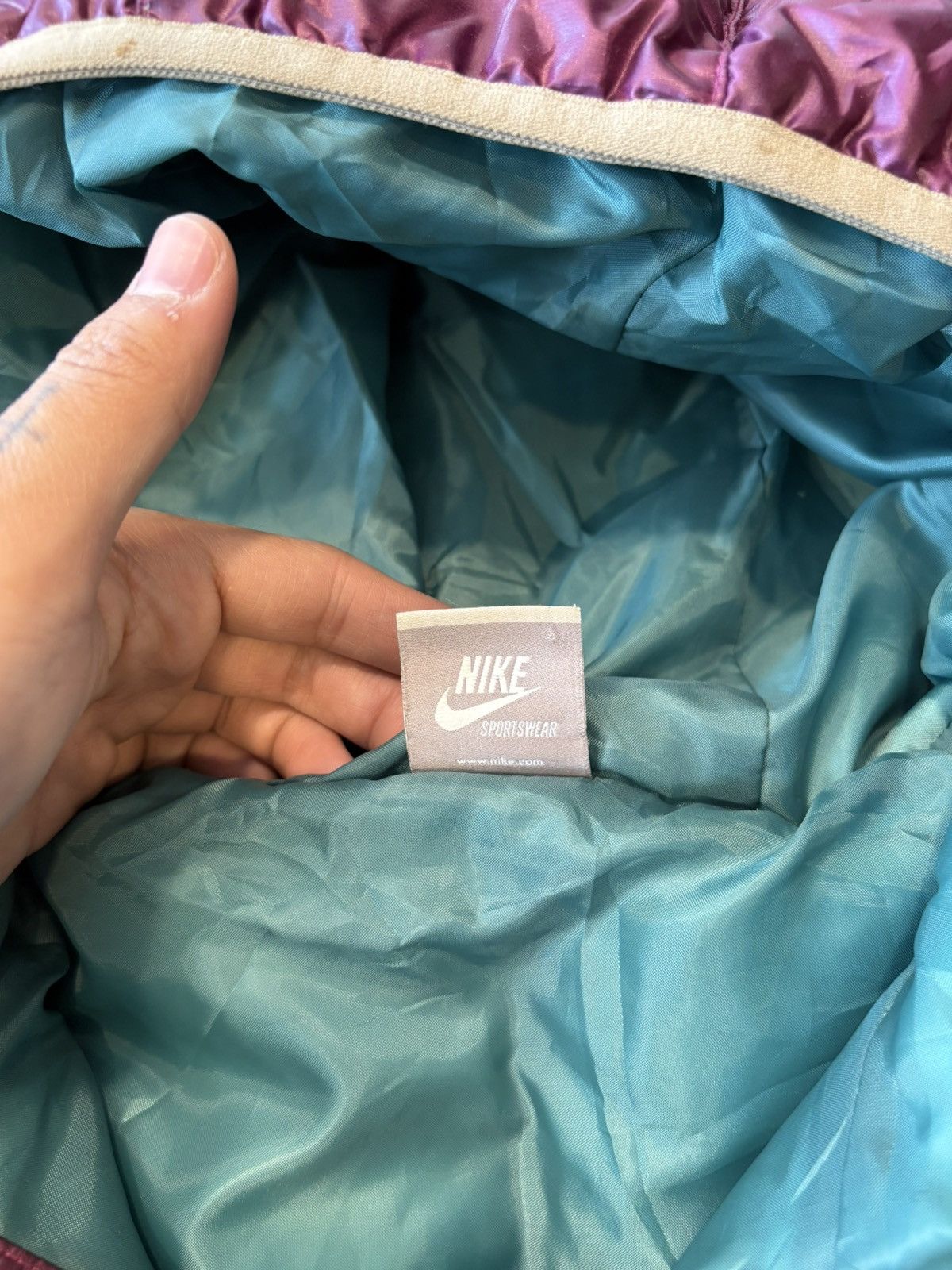 Nike Vintage 2000s Nike Burgundy Swoosh Puffer Jacket Size US XL / EU 56 / 4 - 11 Thumbnail