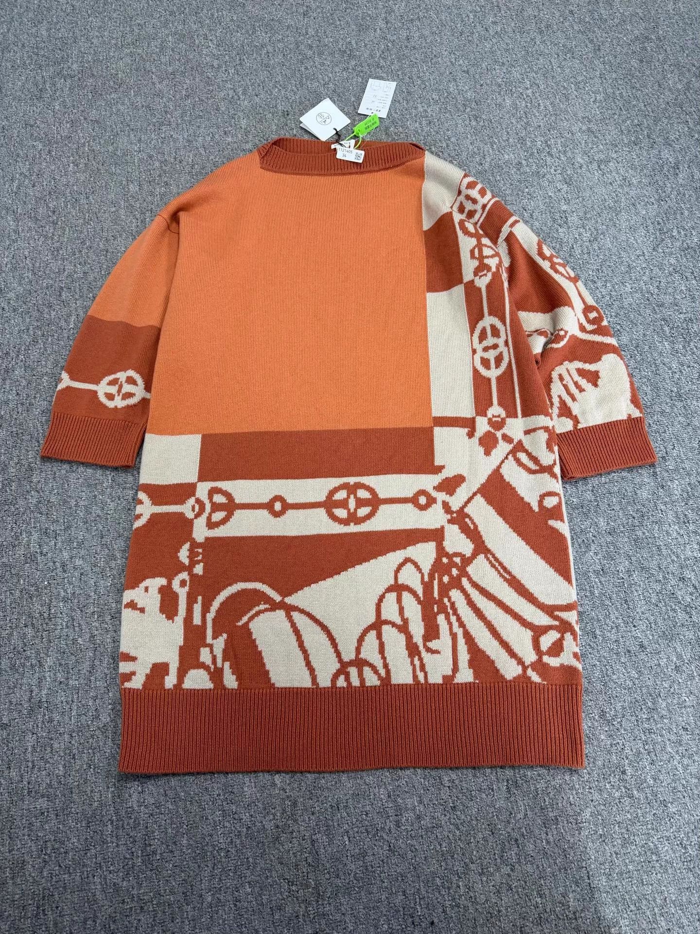 Hermes Jacquard Cashmere Knit Dress 34 New with Tags
