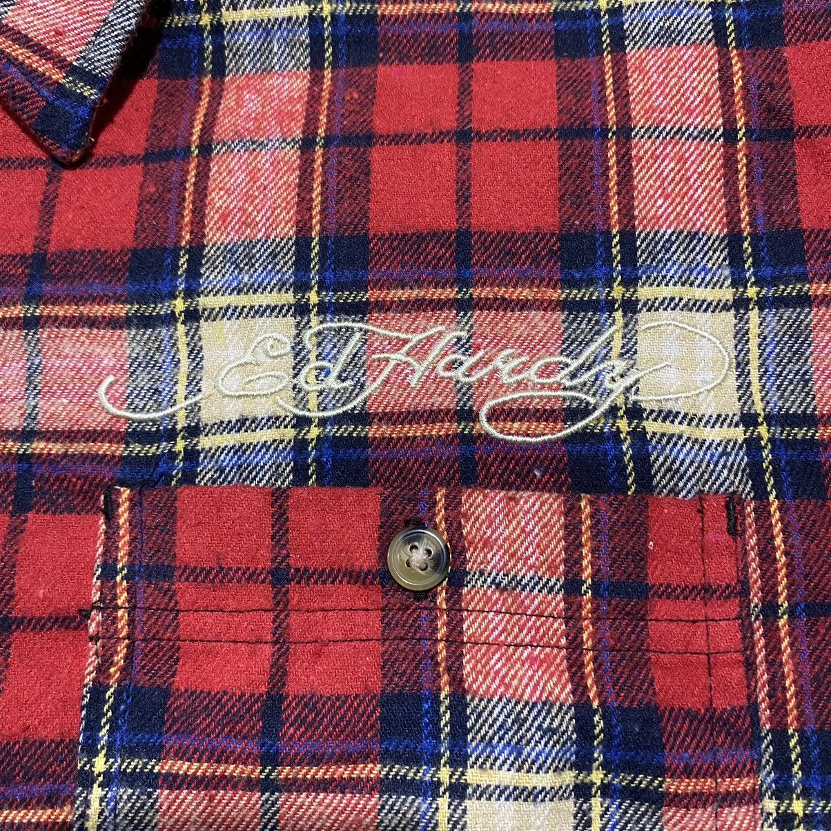 Ed Hardy Ed Hardy Embroidered Flannel Shirt Button Ups Size US XXL / EU 58 / 5 - 4 Thumbnail