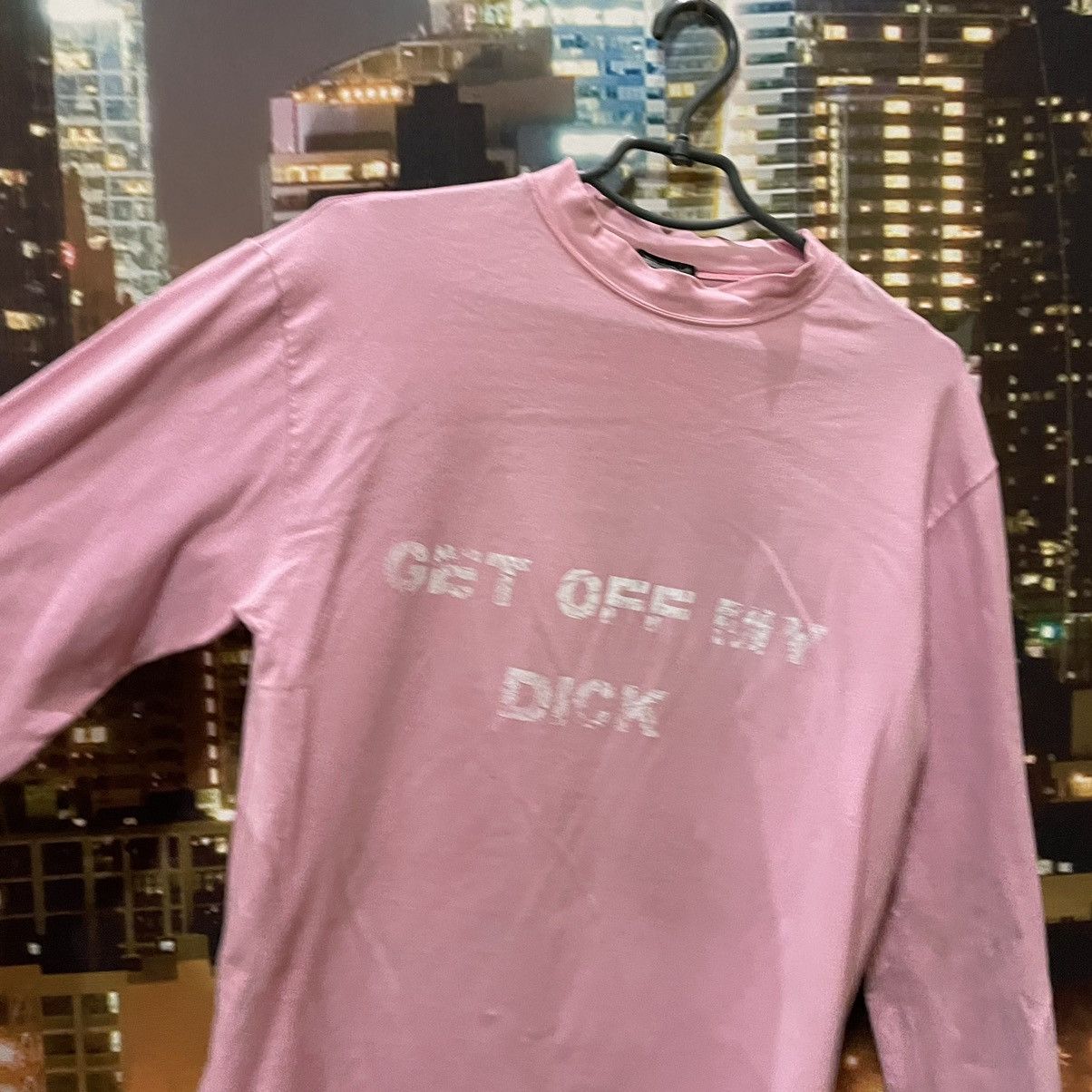 Band Tees PINK HUMOR LONG SLEEVE 90S GET OFF MY D1CK FUNNY PORN XXX Size US M / EU 48-50 / 2 - 4 Thumbnail