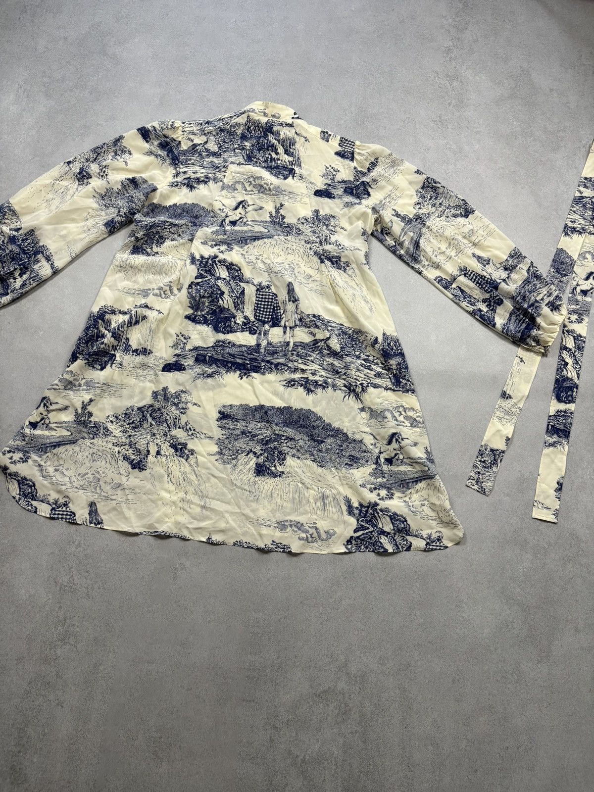 Chloe Arhival Chloé White & Blue Silk Toile Print Dress France 40 Size M / US 6-8 / IT 42-44 - 24 Thumbnail