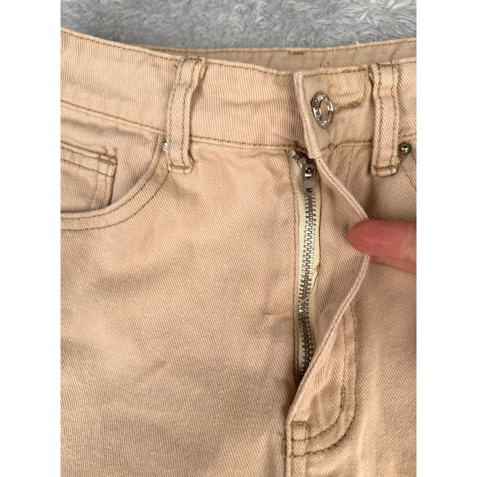 Shein Shein Jeans Womens 2 Beige Denim Wide Leg High Rise 100% Cotton 26x28 Size 26" / US 2 / IT 38 - 5 Thumbnail