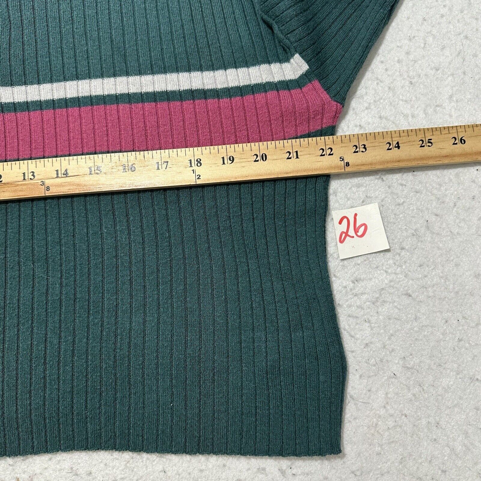 American Eagle Outfitters American Eagle Small Crop Henley Sweater Green Pink Stripe Size S / US 4 / IT 40 - 8 Thumbnail