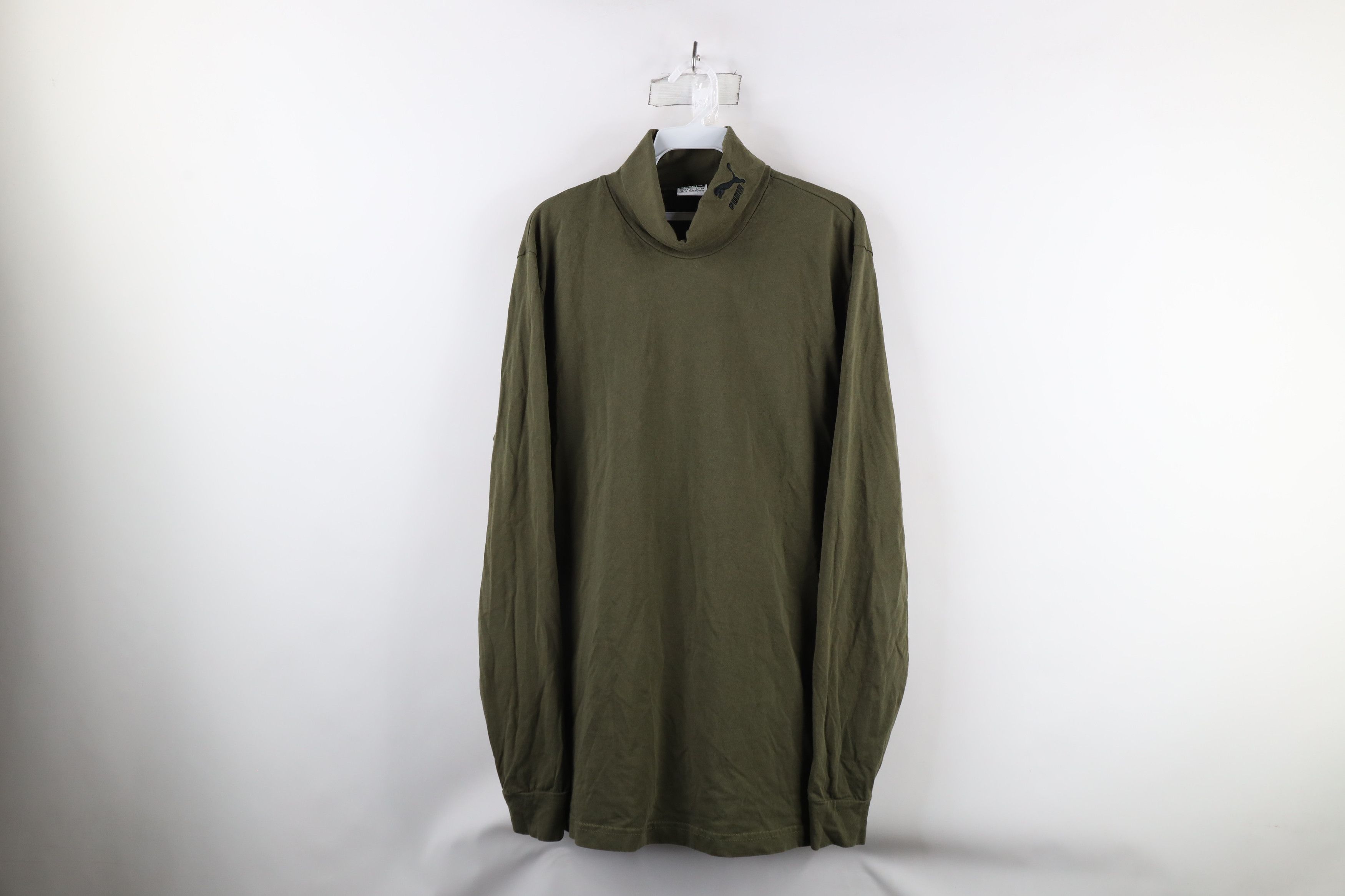 Puma × Vintage Vintage 90s Puma Out Long Sleeve Turtleneck T-Shirt Olive Size US XL / EU 56 / 4 - 1 Thumbnail
