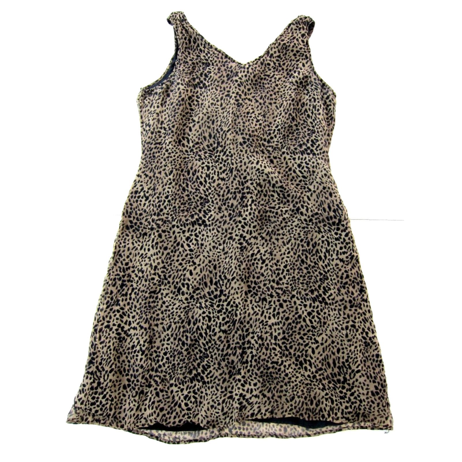Calvin Klein Calvin Klein 100% Silk Brown Black Cheetah Print Straight Tank Tunic Dress 14 Size XL / US 12-14 / IT 48-50 - 2 Thumbnail
