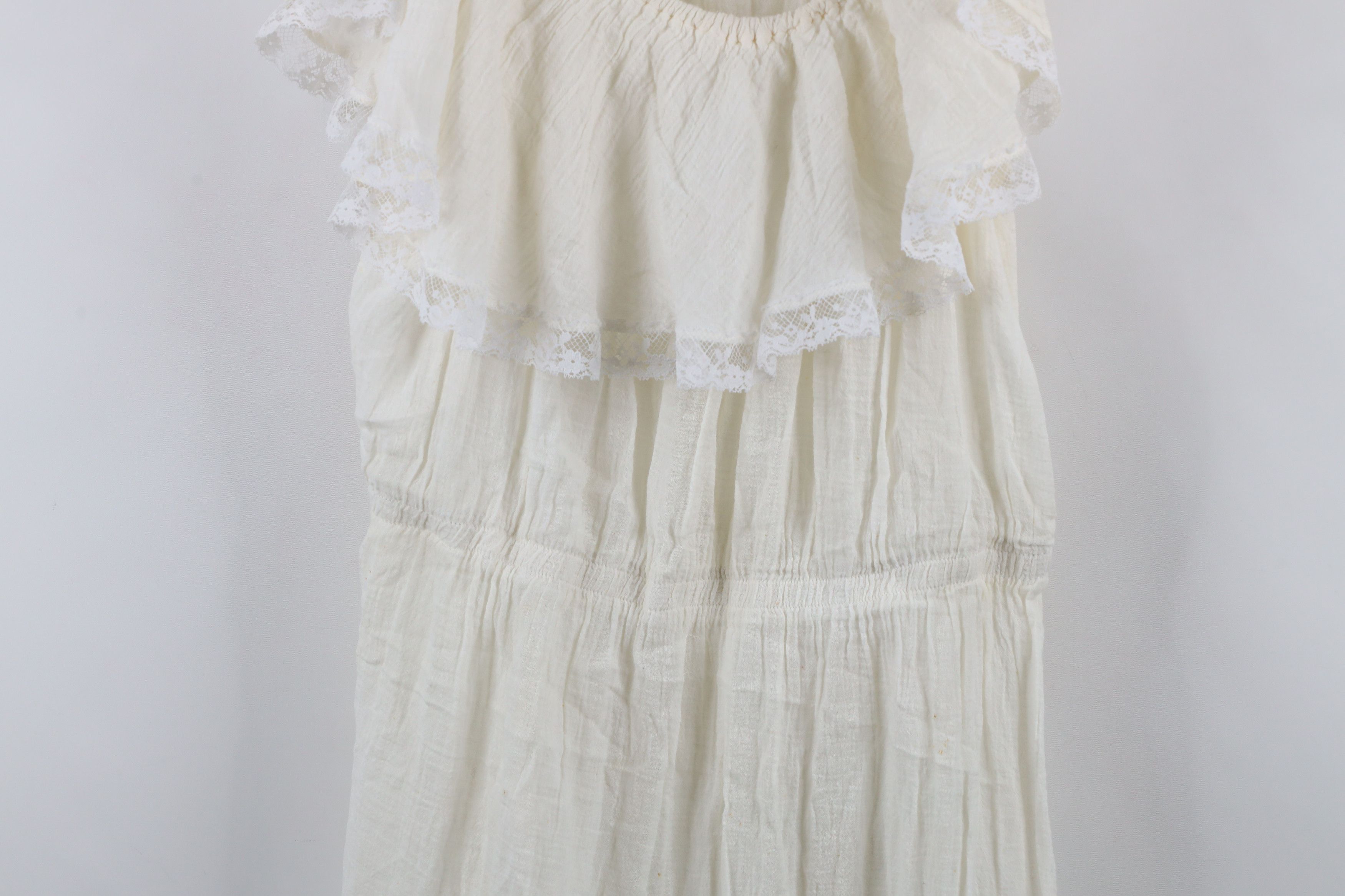 Vintage Vintage 60s 70s Prairie Farmhouse Gauzy Cotton Lace Dress Size XXL / US 16-18 / IT 52-54 - 3 Thumbnail