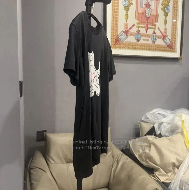 Miu Miu Miu Miu Black Cotton T-Shirt with Cat Print . Size XS / US 0-2 / IT 36-38 - 3 Thumbnail