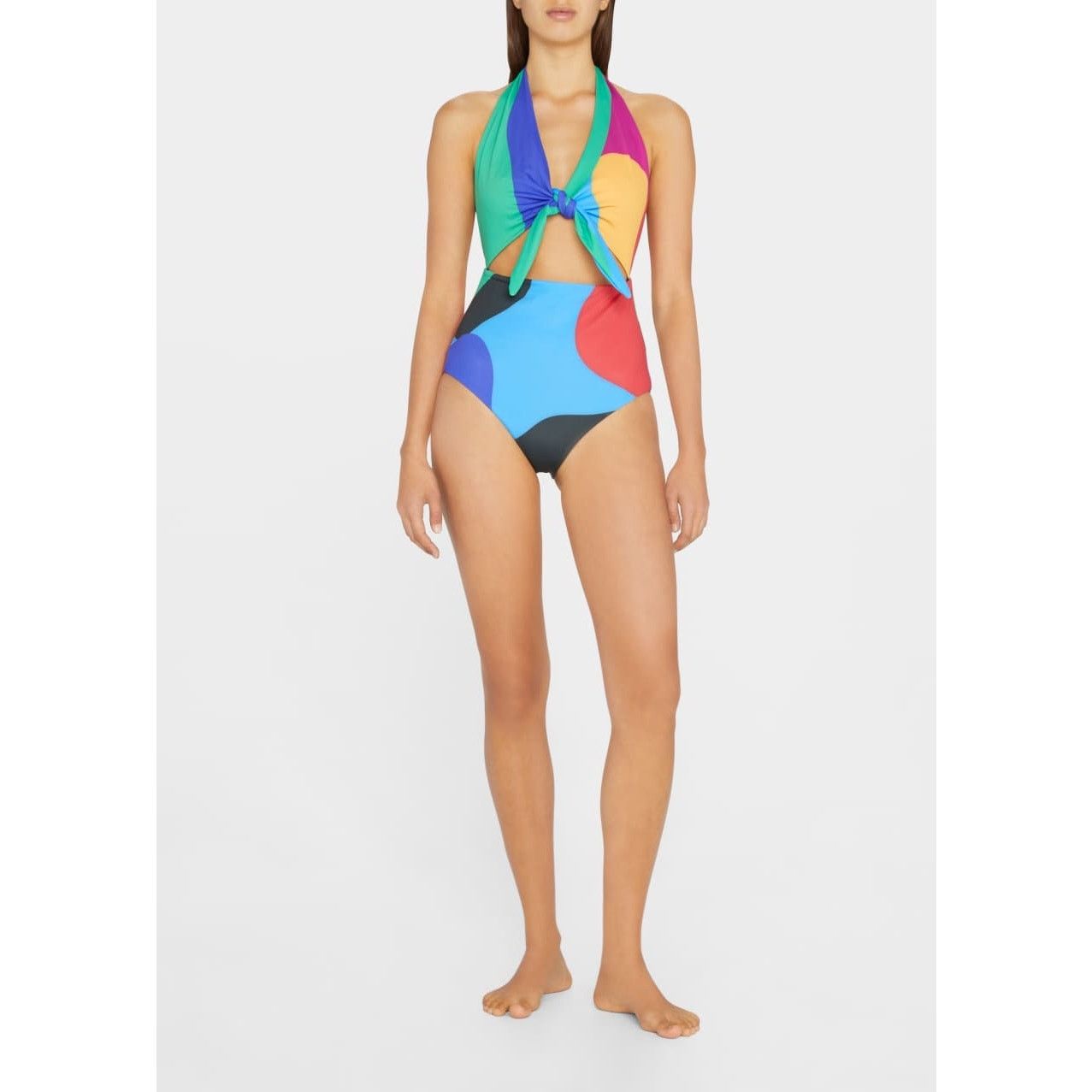 Mara Hoffman NWT MARA HOFFMAN Wisteria Maddy Cutout Halter One-Piece sz L Size L / US 10 / IT 46 - 1 Thumbnail