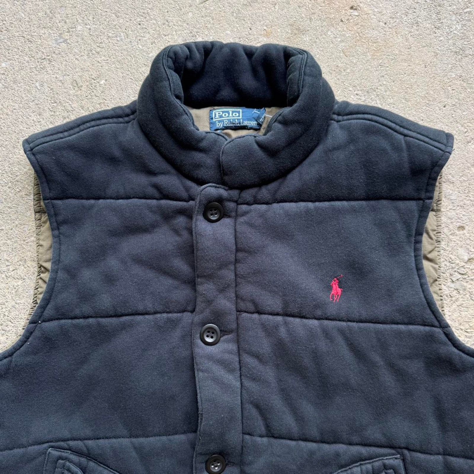 Polo Ralph Lauren 90s Black Polo by Ralph Lauren Cotton Puffer Vest Size US S / EU 44-46 / 1 - 1 Thumbnail